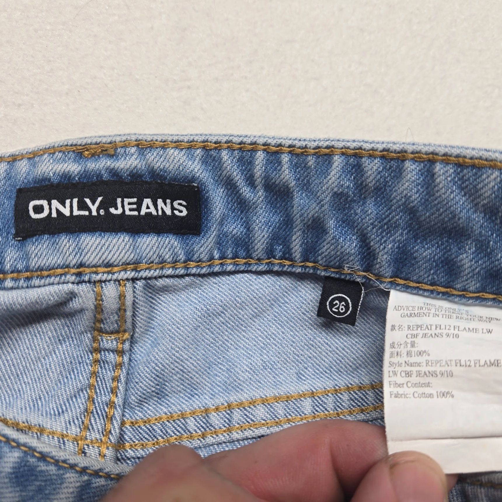 Vintage ONLY JEANS Denim Light Wash Patch Blue Jeans 26 Women's Regular Fit 5-Pocket Style Wide-Leg Adult Blue Jeans Mens? No gender? End with Womens. Size 26" / US 2 / IT 38 - 3 Thumbnail