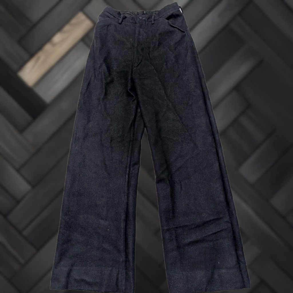 Bell VINTAGE USN SAILOR PANTS Navy Blue Wool Bell-Bottom 28x34 WWII Navy Mens Pants Size US 28 / EU 44 - 1 Thumbnail