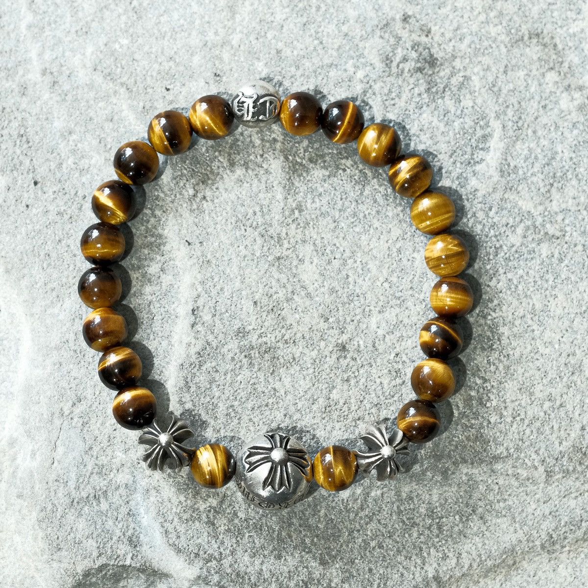 Chrome Hearts CHROME HEARTS 8MM BEAD TIGER EYE BRACELET | Grailed