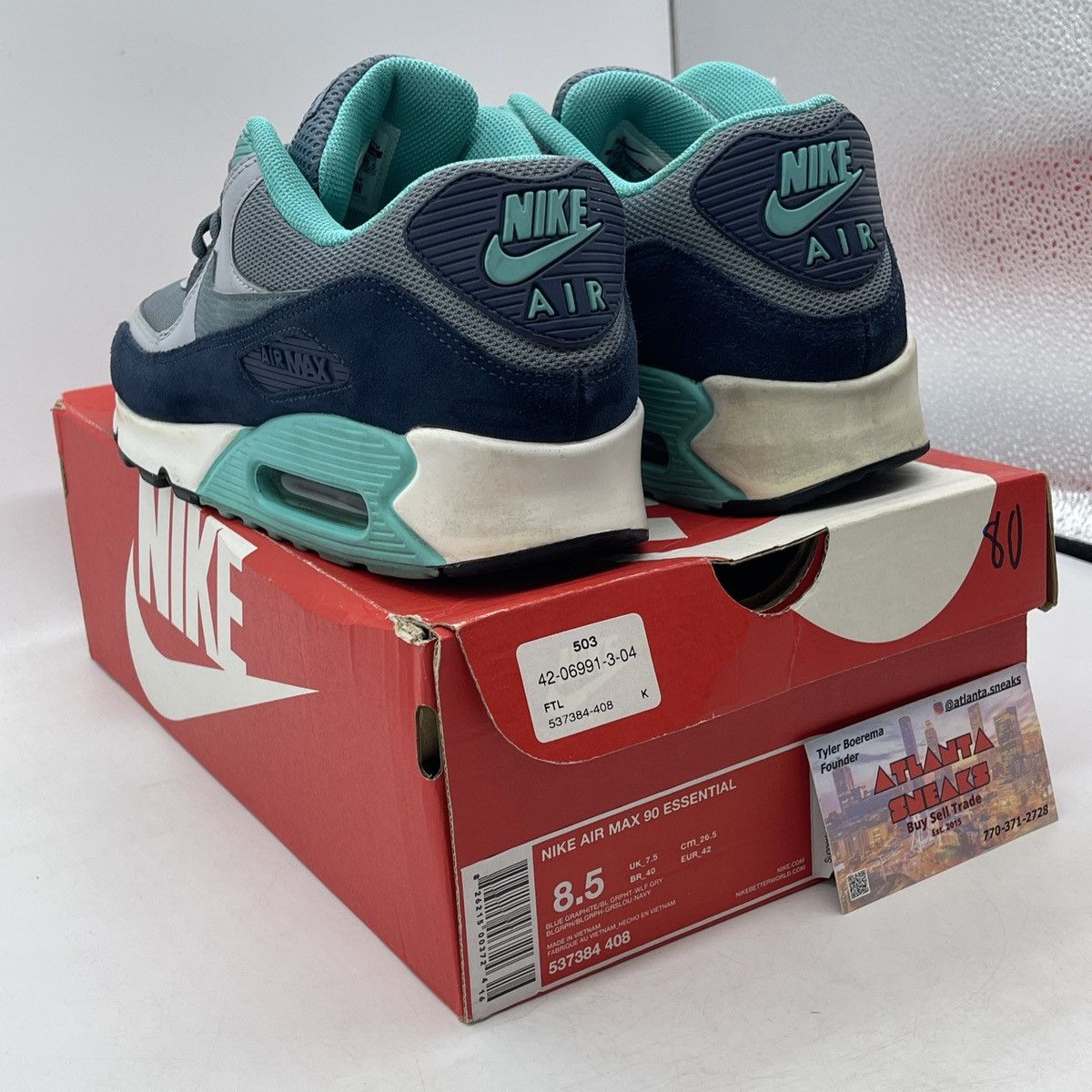 Nike Air max 90 wolf grey blue graphite Size US 8.5 / EU 41-42 - 4 Thumbnail
