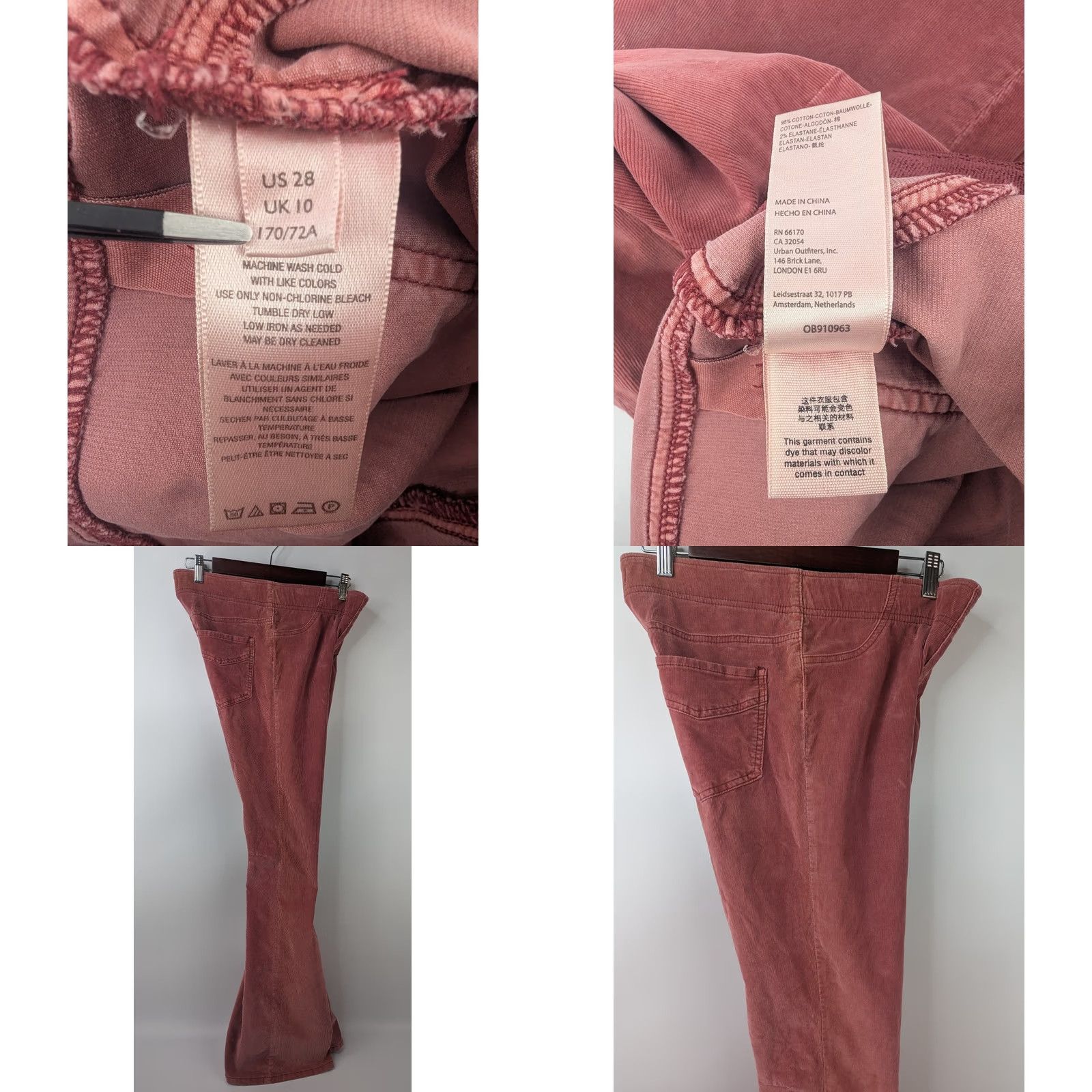 Free People VINTAGE Free People We The Free Rose Pink Corduroy Pull-on Flare Jeans Sz 28 Boho Hippie Size 28" / US 6 / IT 42 - 9 Thumbnail