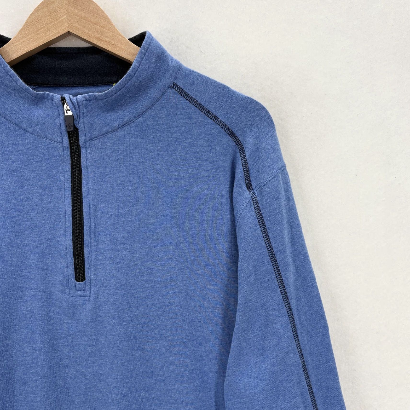 Vintage Tasc Performance Pullover Mens XL Blue Bamboo Quarter Zip Mock Neck Stretch Size US XL / EU 56 / 4 - 2 Thumbnail