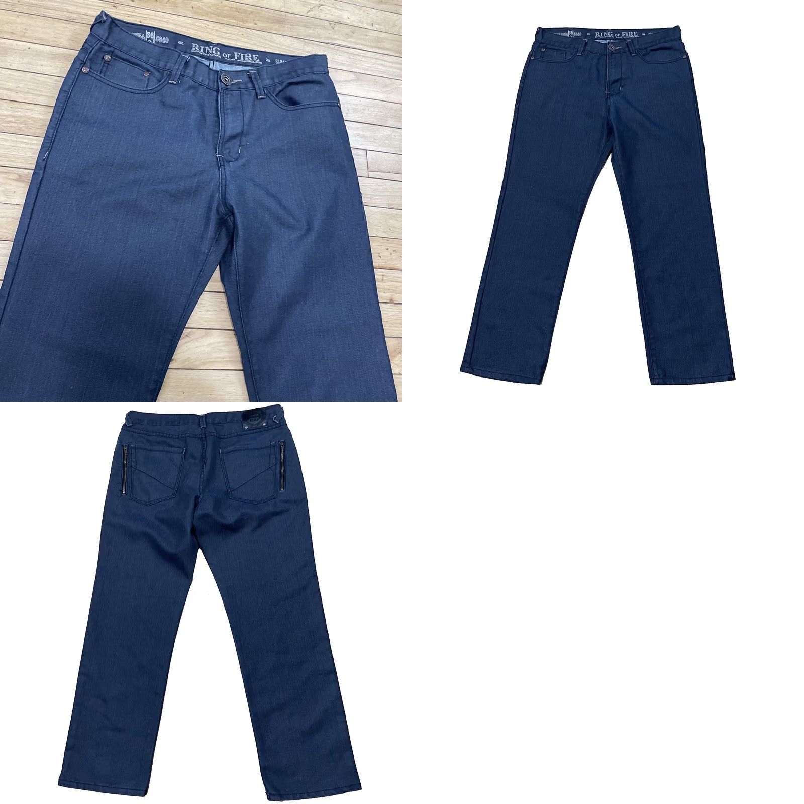 Ring Of Fire RING OF FIRE Men Jeans 36x30 Slim Straight LA Denim Dark Blue Zip Pockets Rocker" Size US 36 / EU 52 - 11 Thumbnail