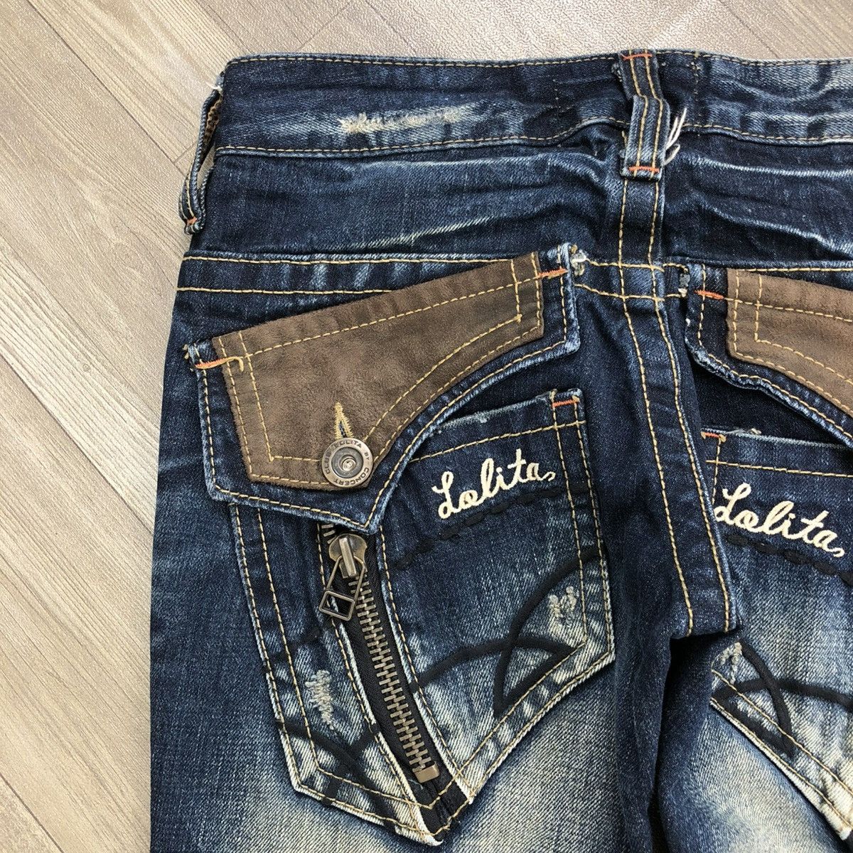 If Six Was Nine 2000s Lolita Distressed Multizipper Bootcut Flared Jeans Y2K Size US 28 / EU 44 - 5 Thumbnail