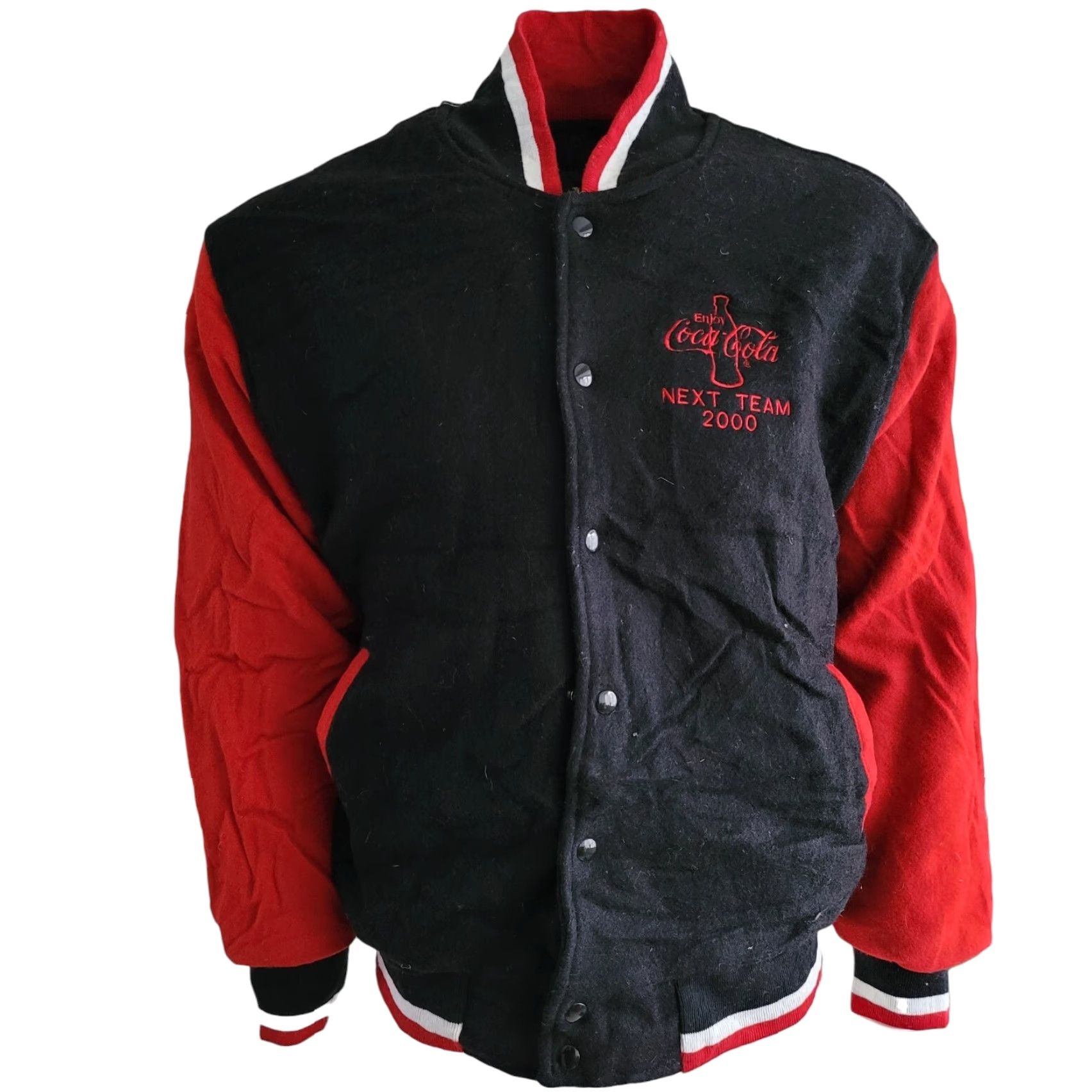Vintage VINTAGE Coca Cola Auburn Sportswear Fleece Lined Bomber Knit Jacket Wool Mens XL Black Size US XL / EU 56 / 4 - 2 Thumbnail
