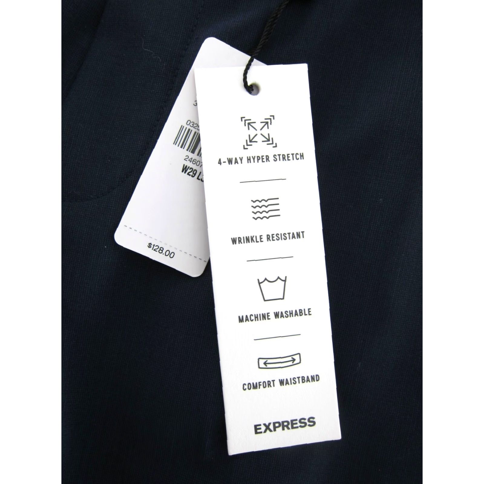 Express EXPRESS Navy Blue Pocket Stretch No Wrinkle Comfort Slim Work Pant 29X30 Size 29" - 3 Thumbnail