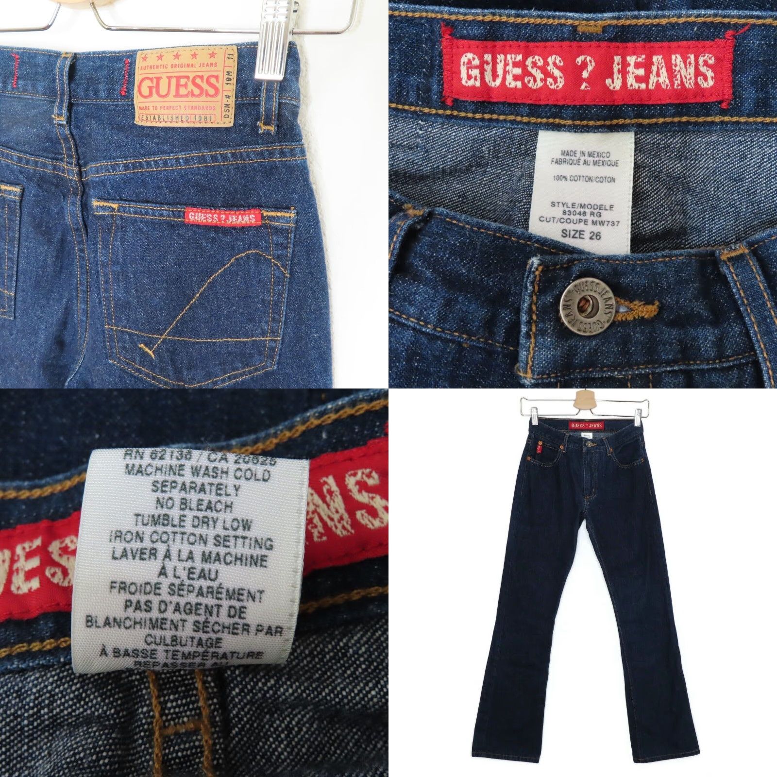 Guess VINTAGE GUESS Jeans Women 26 Reg Dark Wash Denim 5-Pocket Regular 31" Inseam Blue Cotton Size 26" / US 2 / IT 38 - 8 Thumbnail