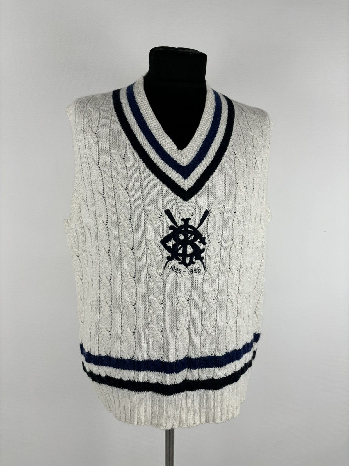 Polo Ralph Lauren 1922-1923 POLO Cashmere Cable-Knit Vest Tenis Gilet Jumper Size US XL / EU 56 / 4 - 8 Thumbnail