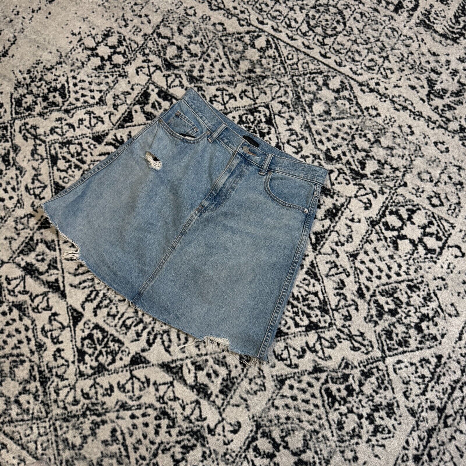 Vintage Vintage Women's Blue Cotton Skirt Size W27 Regular Fit Size 27" / US 4 / IT 40 - 2 Thumbnail