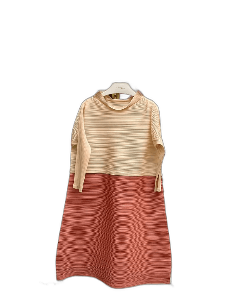 Issey Miyake Three-Yarn Spring Dress in Beige and Pink-yf Size 22" - 1 Thumbnail