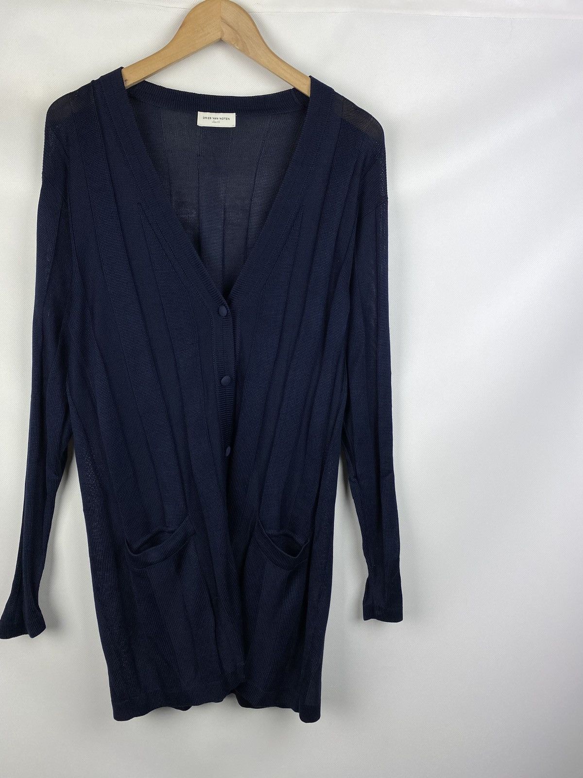 Dries Van Noten Dries Van Noten ladies silk cardigan sweater size 42 navy Size M / US 6-8 / IT 42-44 - 3 Thumbnail