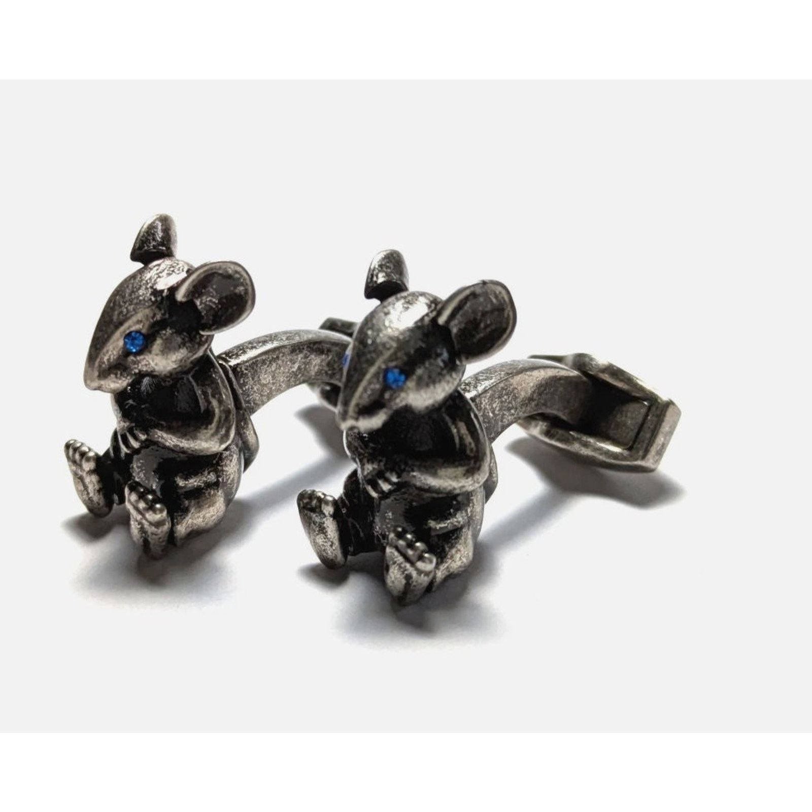 Tateossian $425 NIB Tateossian Cufflinks Mouse Blue Eye Antique Silver Size ONE SIZE - 2 Thumbnail