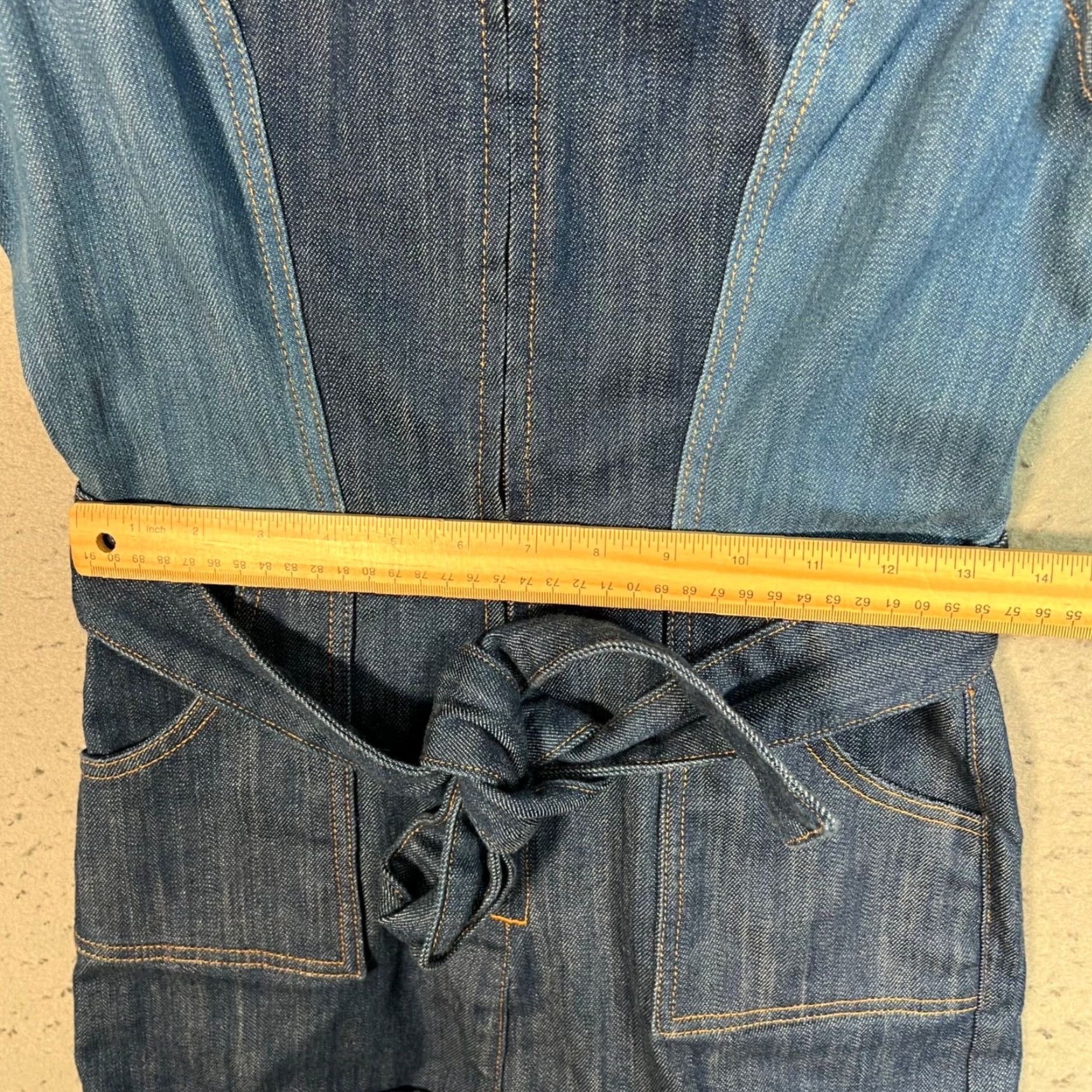 Vintage Stoned Immaculate Denim Romper Womens Medium Belted Short Sleeve One-Piece Blue USA Made Summer Size 32" / US 10 / IT 46 - 7 Thumbnail