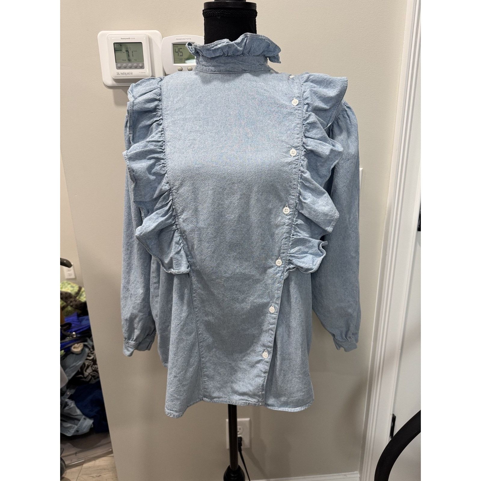 Other Vintage 1980s Theo Prairie Victorian Ruffled Shirt Medium Size M / US 6-8 / IT 42-44 - 9 Thumbnail