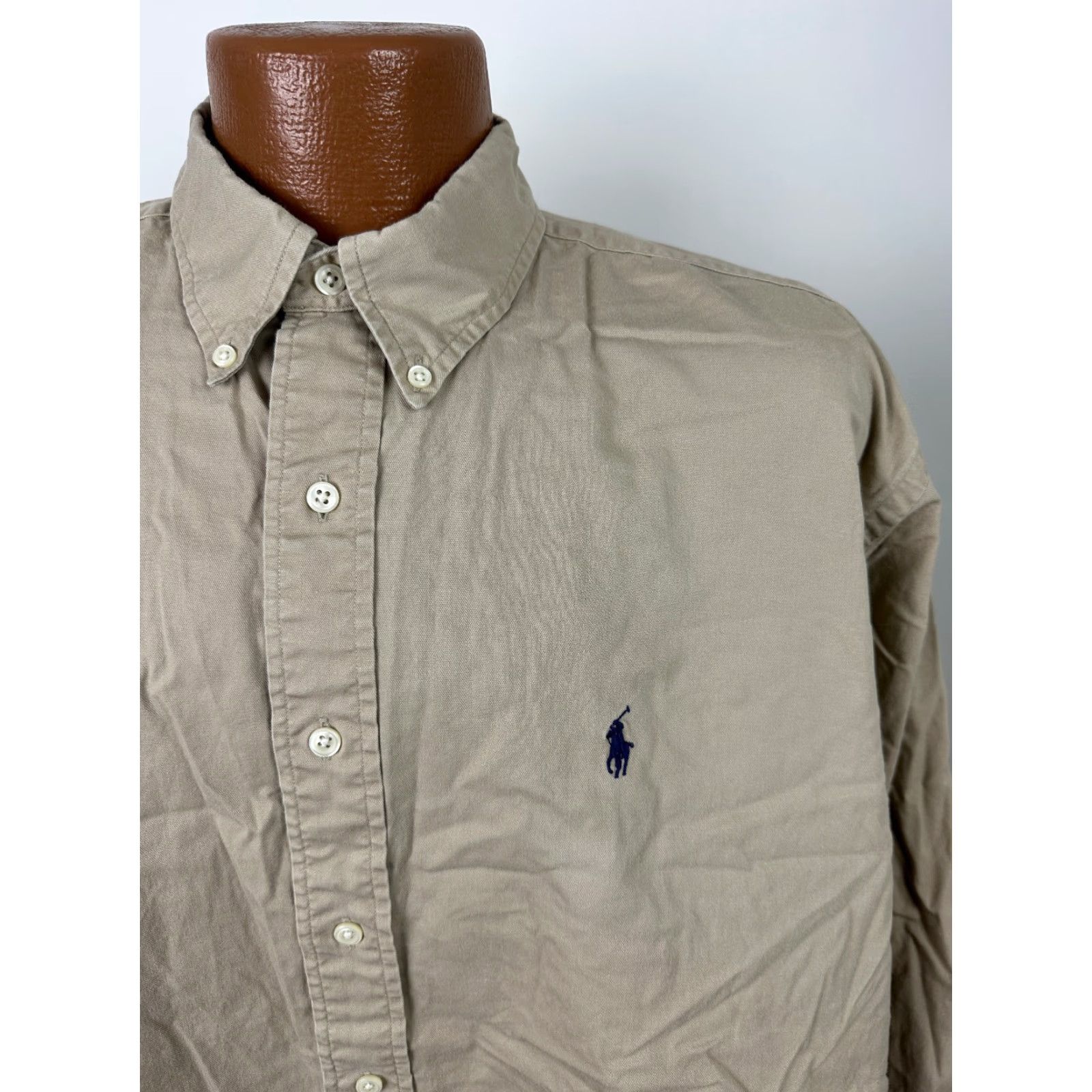 Ralph Lauren VINTAGE Ralph Lauren Shirt Men XL Oversized 90s Twill Beige Size US XL / EU 56 / 4 - 2 Thumbnail