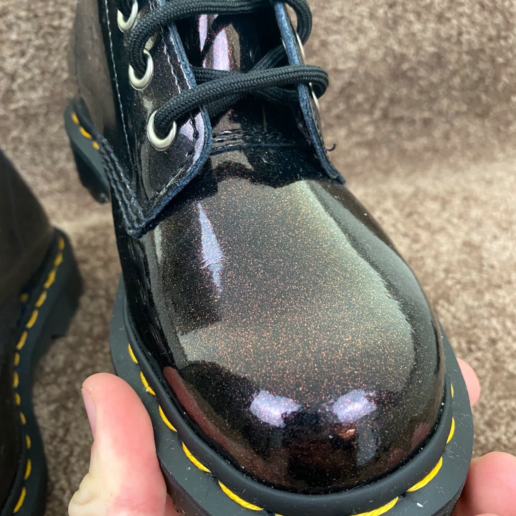 Dr. Martens Dr. Martens 1460 Boots Women Red Glitter 8 Eyelets Mid-Calf Lace Up US 5 Vintage No 7.5" Tall Leather Lining Faux Leather Busy? Size US 5 / IT 35 - 5 Thumbnail