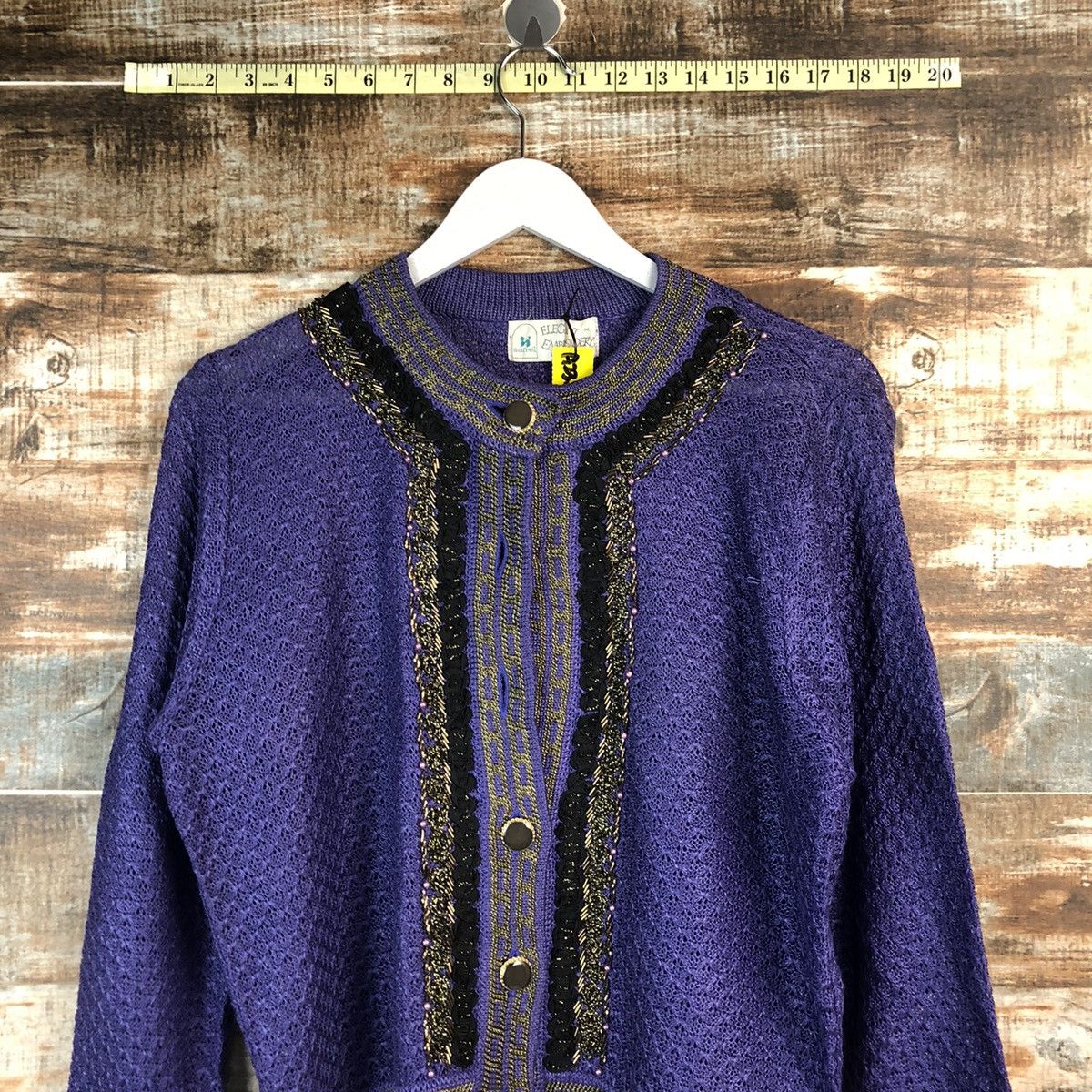 Japanese Brand Elegant Embroidery Purple Cardigan Knitwear #A2350 Size M / US 6-8 / IT 42-44 - 2 Thumbnail