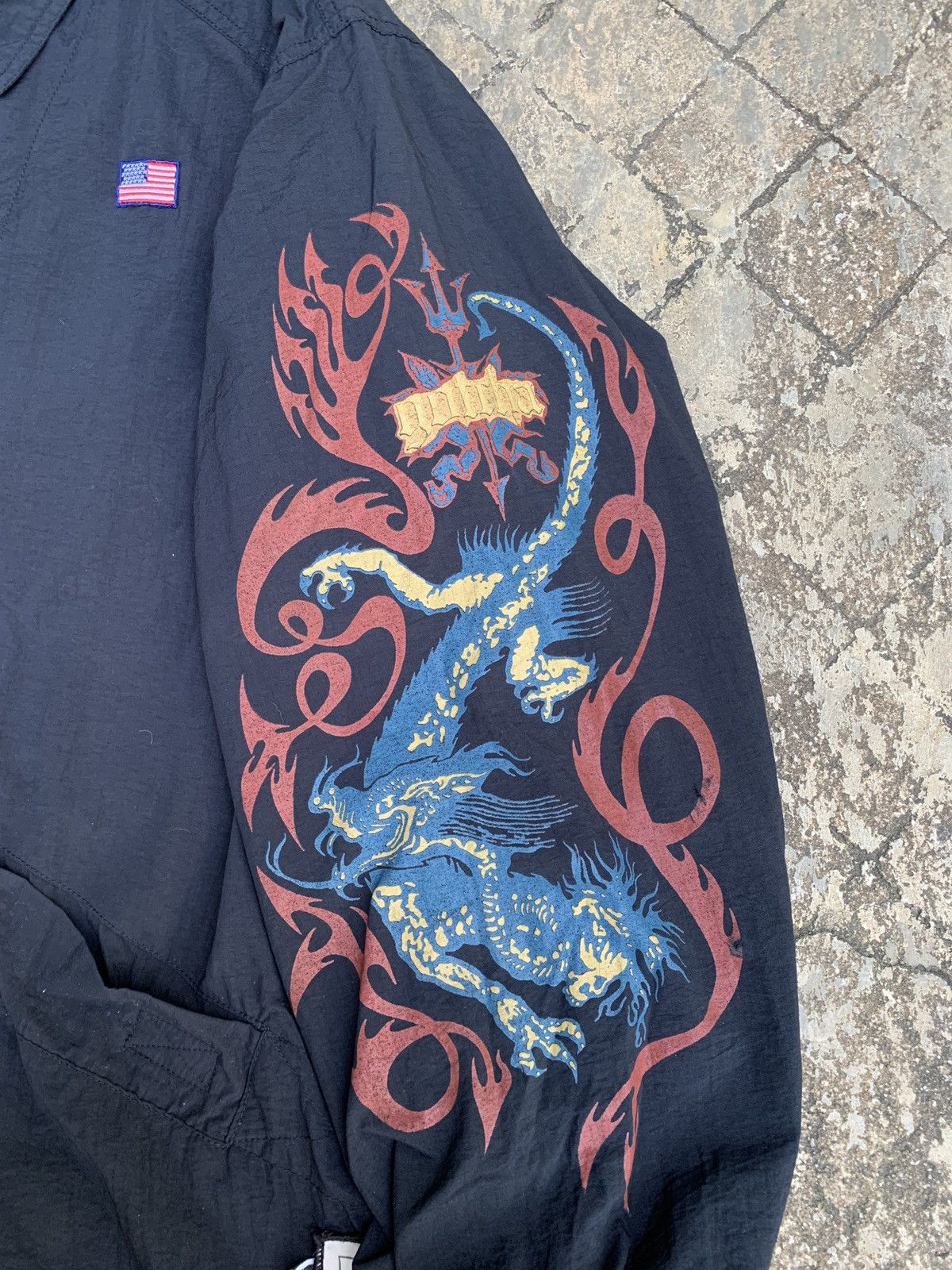 Gotcha × Vintage 1990s Gotcha Surf USA Dragon Graphic Sleeve Nylon Jacket Size US XL / EU 56 / 4 - 3 Thumbnail