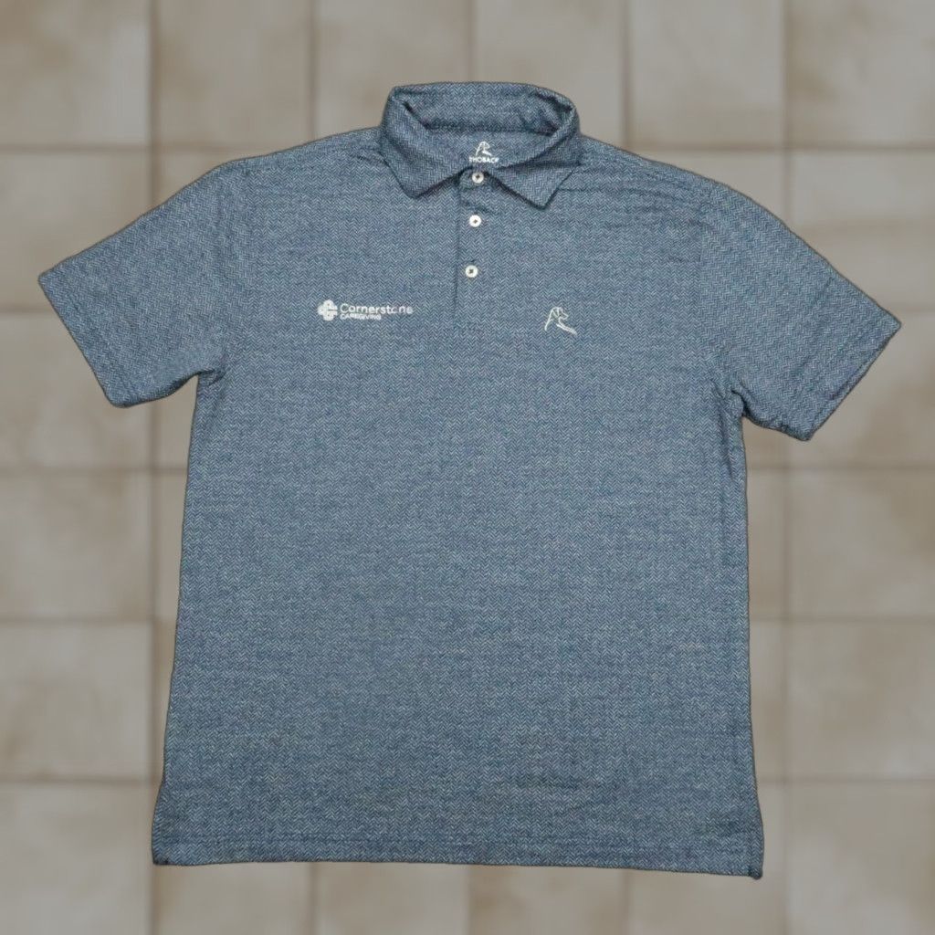 Vintage Rhoback Shirt Men Medium Blue Herringbone Performance Golf Polo Short Sleeve Size US M / EU 48-50 / 2 - 1 Thumbnail
