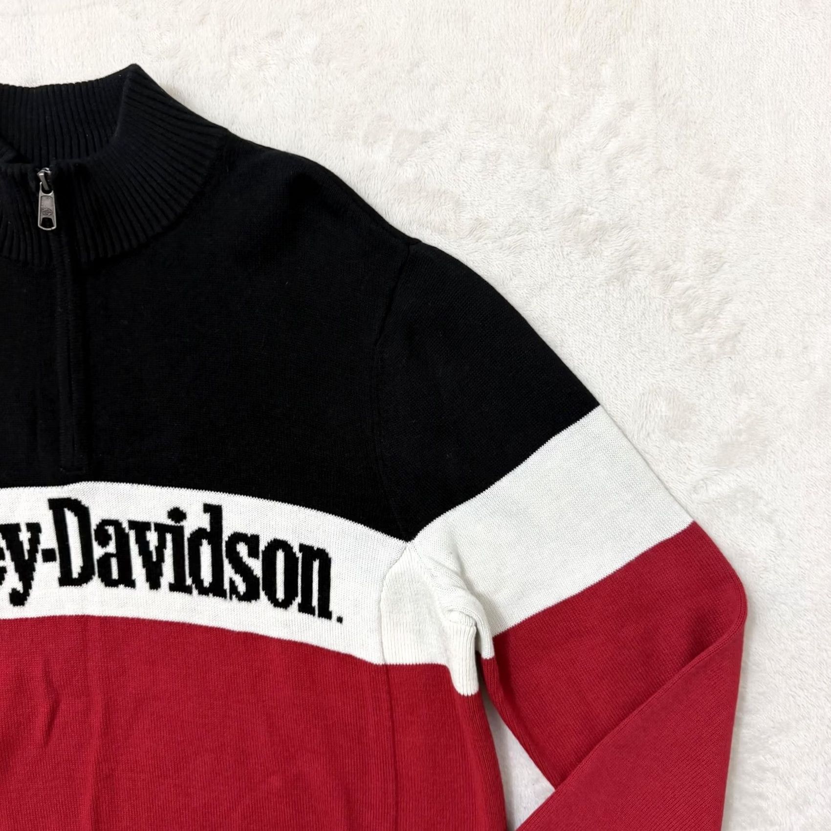 Harley Davidson Harley-Davidson Sweater Men Large Multicolor 1/4 Zip Mock Neck Knit Graphic Print Striped Long Sleeve Size US L / EU 52-54 / 3 - 3 Thumbnail