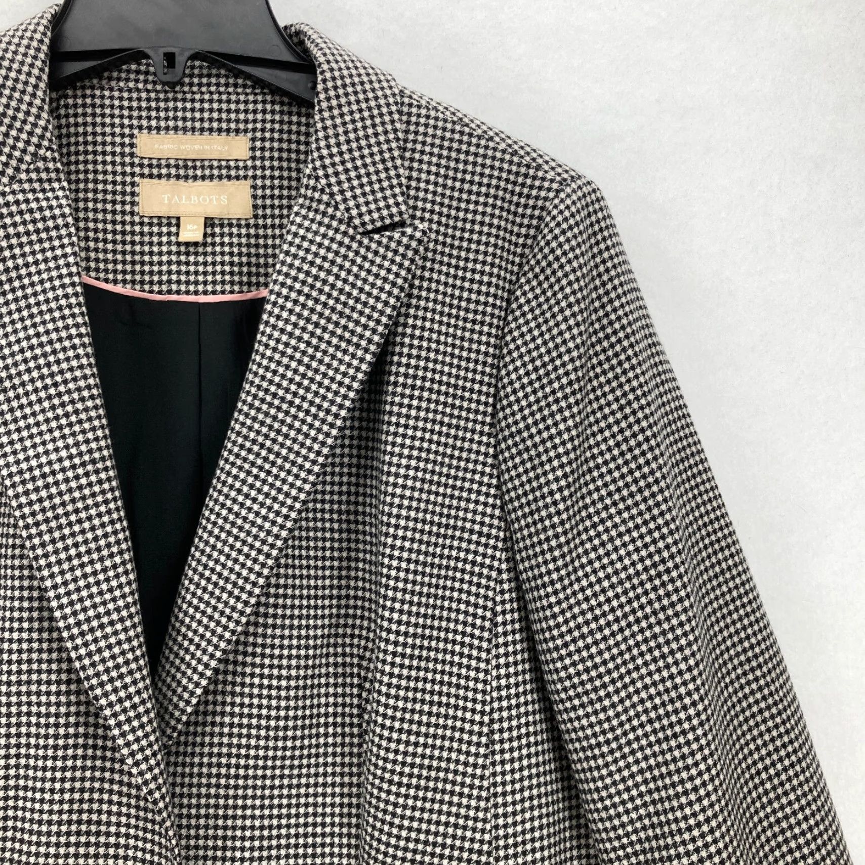 Talbots Talbots Blazer Women 16P Petite Wool Blend Houndstooth Brown One Button Italy Business Formal Workwear Lined Pockets Fall Spring Winter Size XXL / US 16-18 / IT 52-54 - 2 Thumbnail