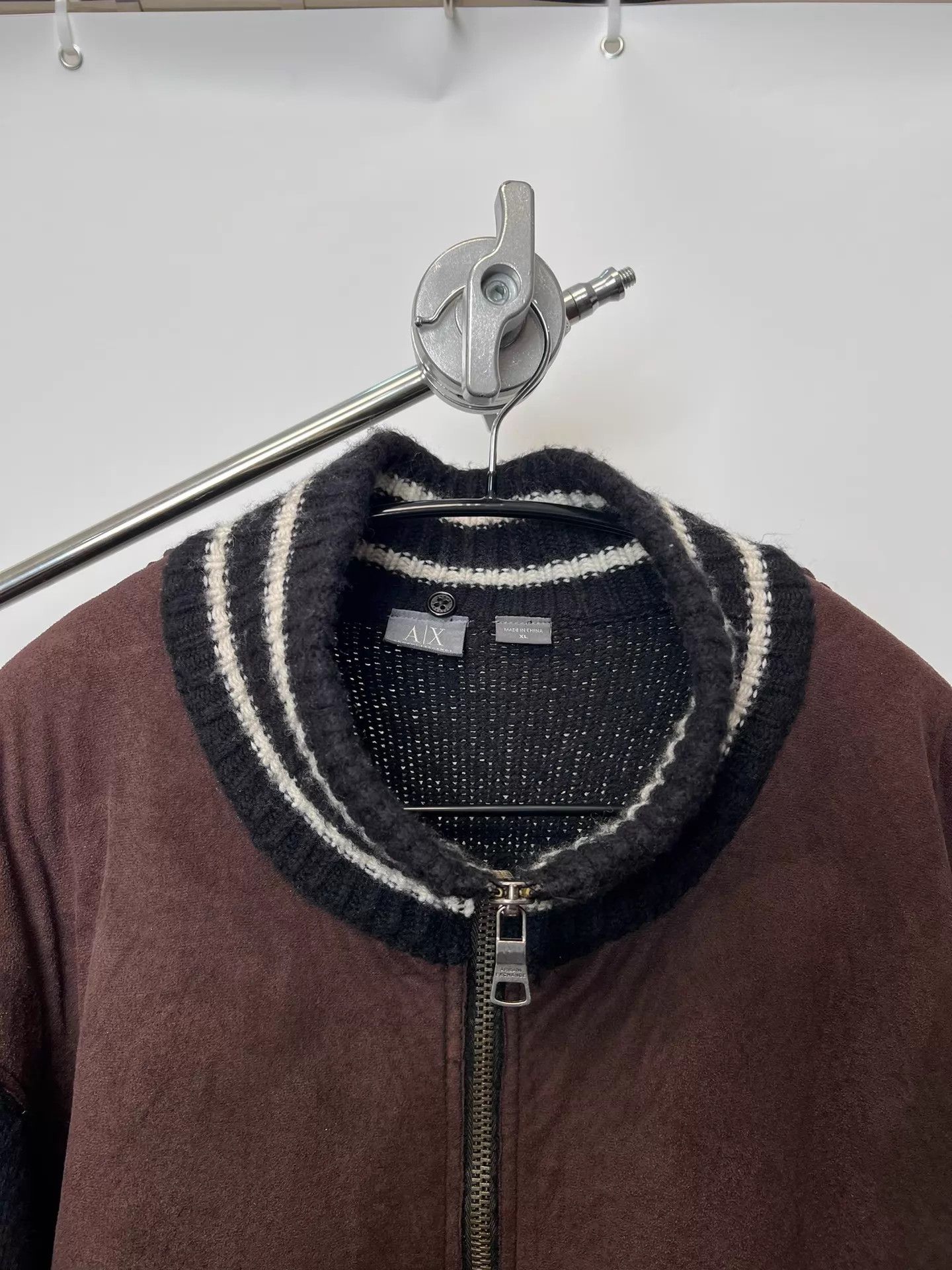 Armani Exchange A|X Suede & Polar Fleece Paneled Sweater Jacket Size US XL / EU 56 / 4 - 3 Thumbnail