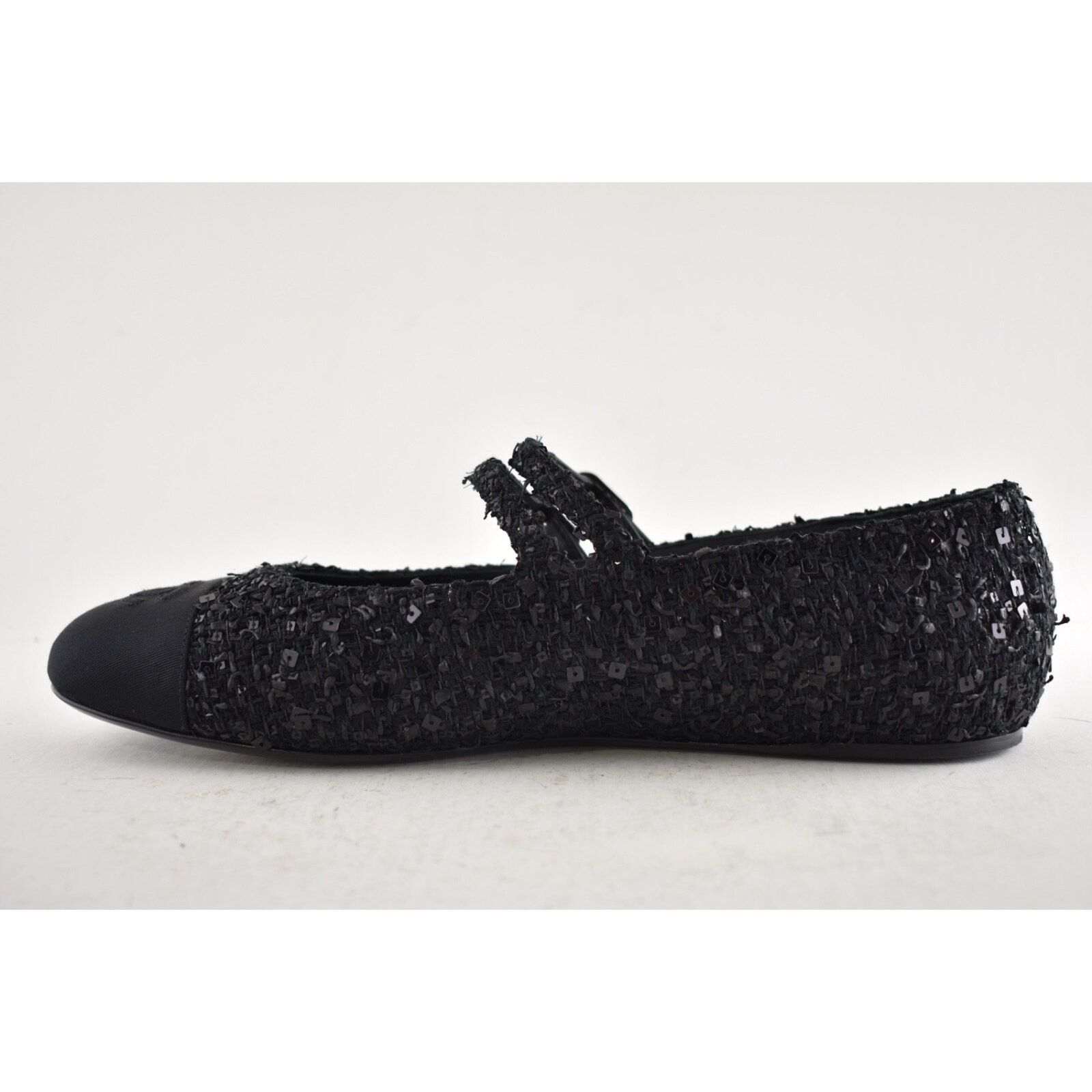 Chanel Chanel 24S Black Glittered Tweed Pearl Mary Jane Ballerina Size US 6 / IT 36 - 10 Thumbnail