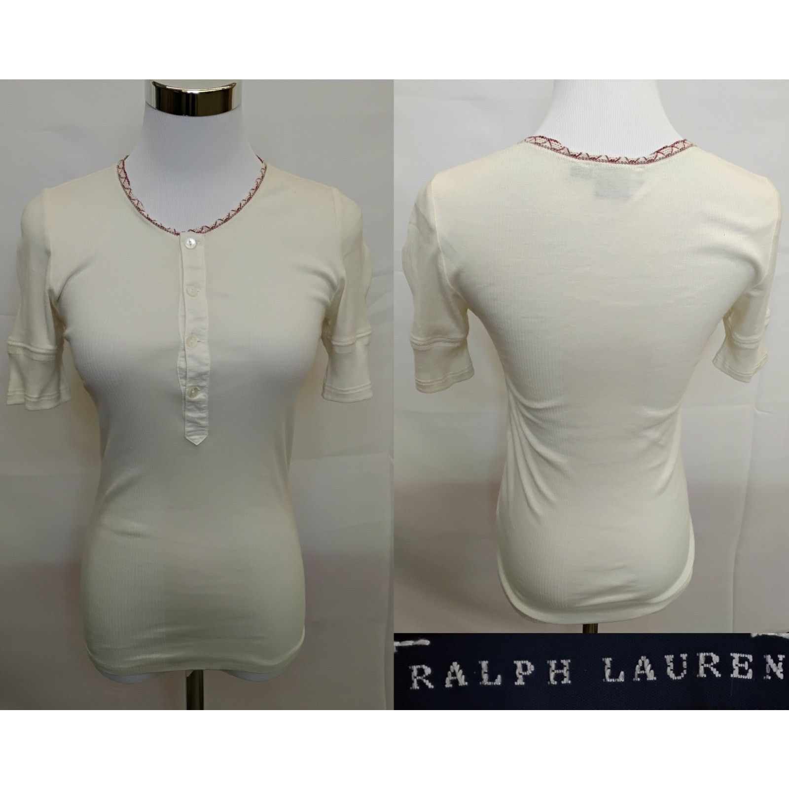 Ralph Lauren Ralph Lauren Knit Top Women S Cream Red Embroidery Rib-Knit Size S / US 4 / IT 40 - 1 Thumbnail