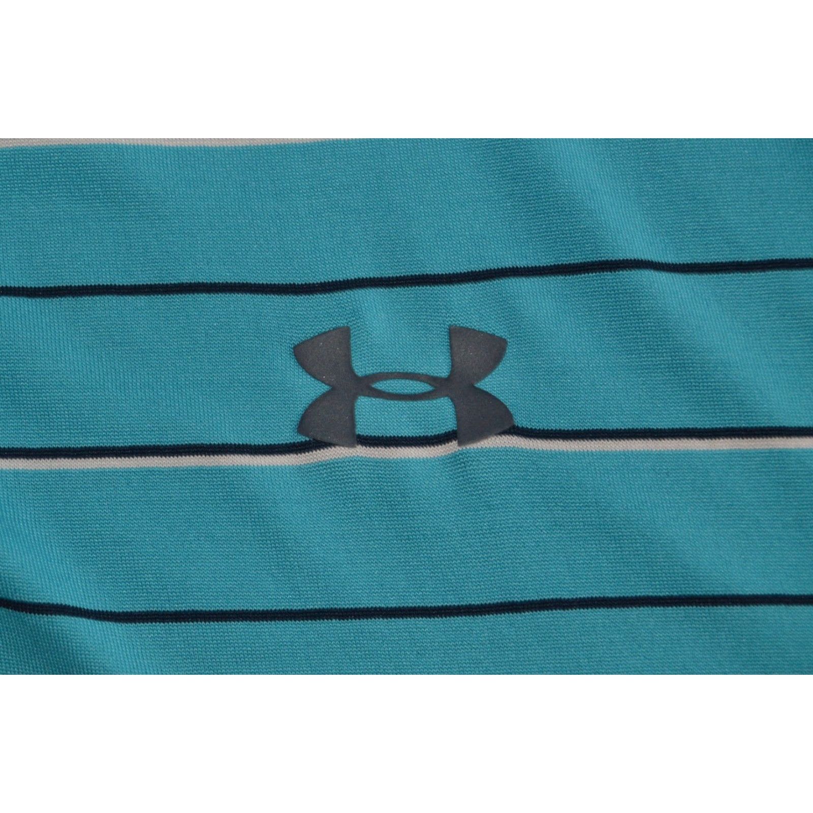 Under Armour Under Armour Polo Shirt Mens M Short Sleeve Teal Striped Polo Shirt Golf Sports Logo Breathable Lightweight Stretch Size US M / EU 48-50 / 2 - 4 Thumbnail