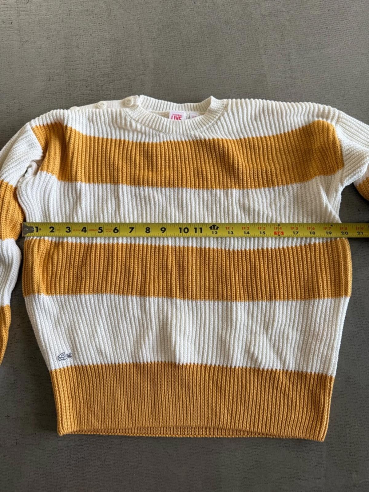 Lacoste Lacoste Live / Stripe Knit Sweater / Gold Ivory Size M / US 6-8 / IT 42-44 - 3 Thumbnail