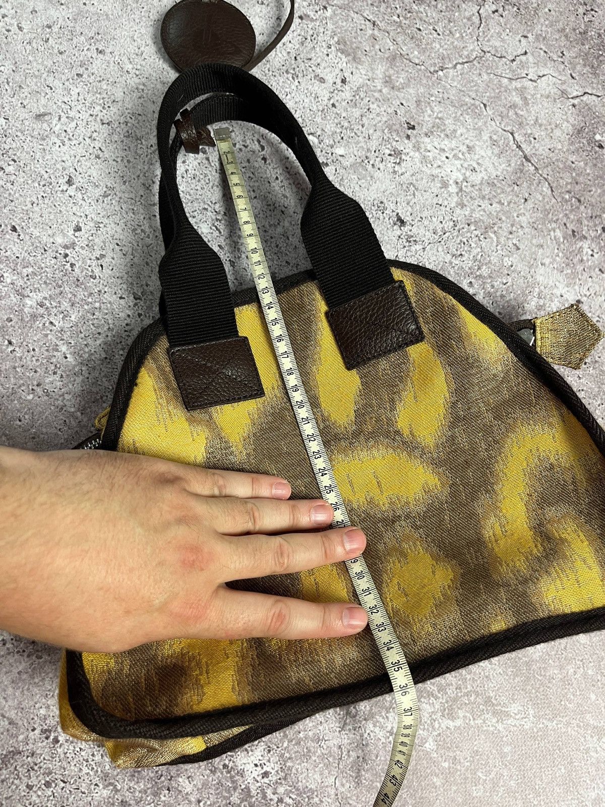 Vivienne Westwood Yellow Leopard Print Handbag OrbLogo Canvas SatchelTote Rare Size ONE SIZE - 18 Thumbnail