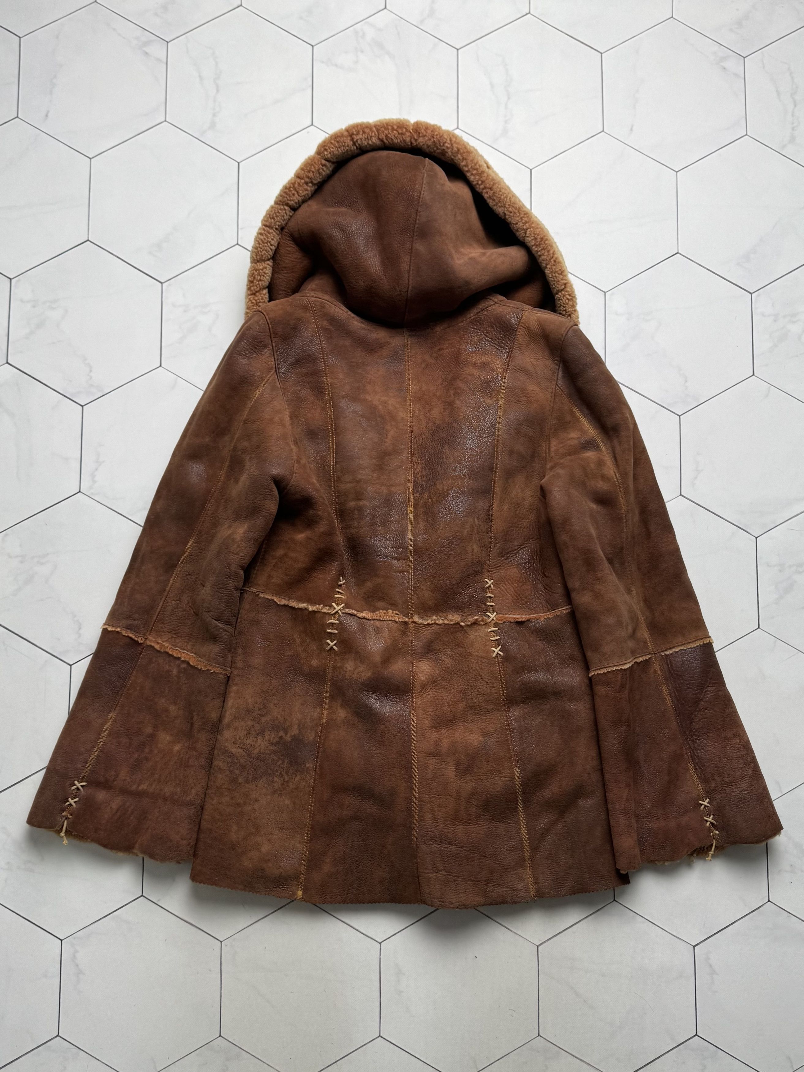 Vintage Vintage Real Sheepskin Hooded Coat (B550) Size L / US 10 / IT 46 - 12 Thumbnail