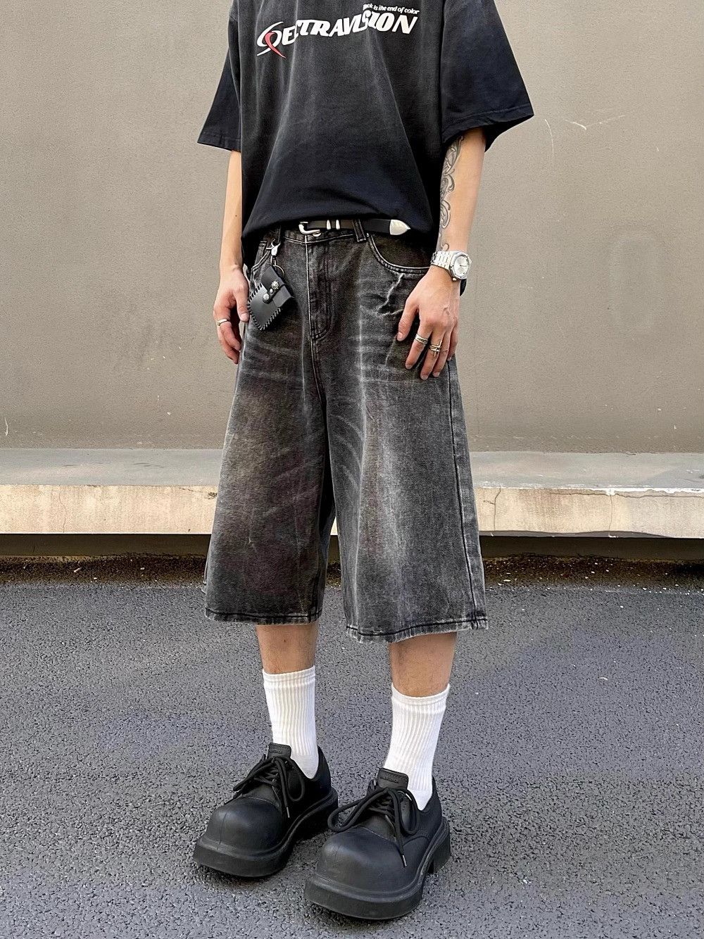 Japanese Brand Lightning Jorts Loose Cropped Denim Size US 27 - 2 Thumbnail