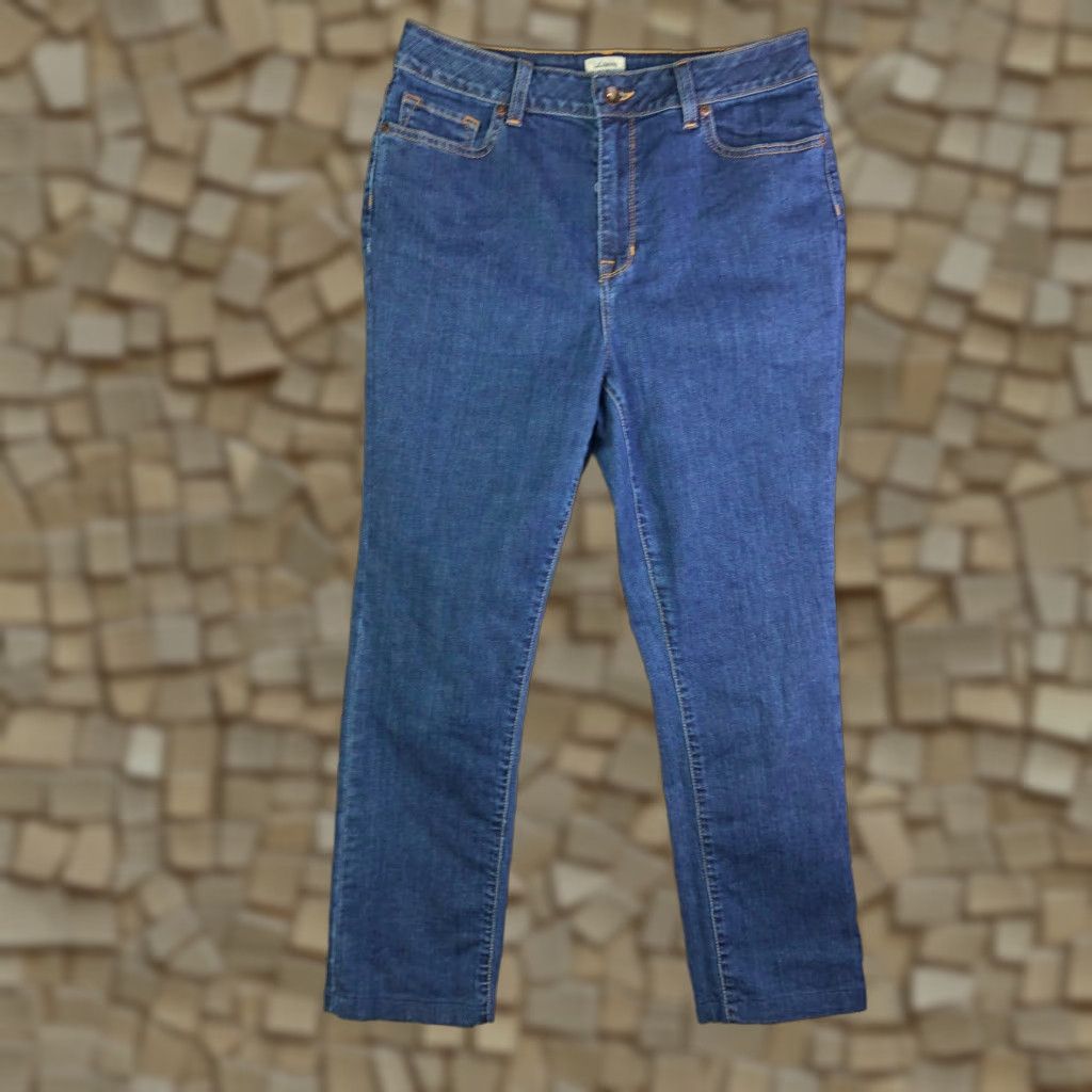 Vintage LL Bean Classic Fit Straight Leg Jeans Womens Size 10 Regular 28x25 Blue Denim Cotton Mid Rise Zip Inseam 25.5 Measured 28x25 Blue Jean LED Size 32" / US 10 / IT 46 - 1 Thumbnail