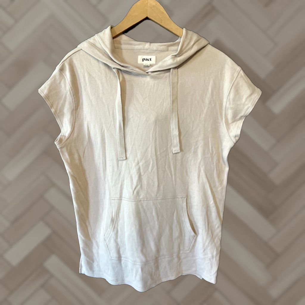 Vintage Pact Beige Sleeveless Hoodie Pullover Women S Small Activewear Pullover Size S / US 4 / IT 40 - 1 Thumbnail