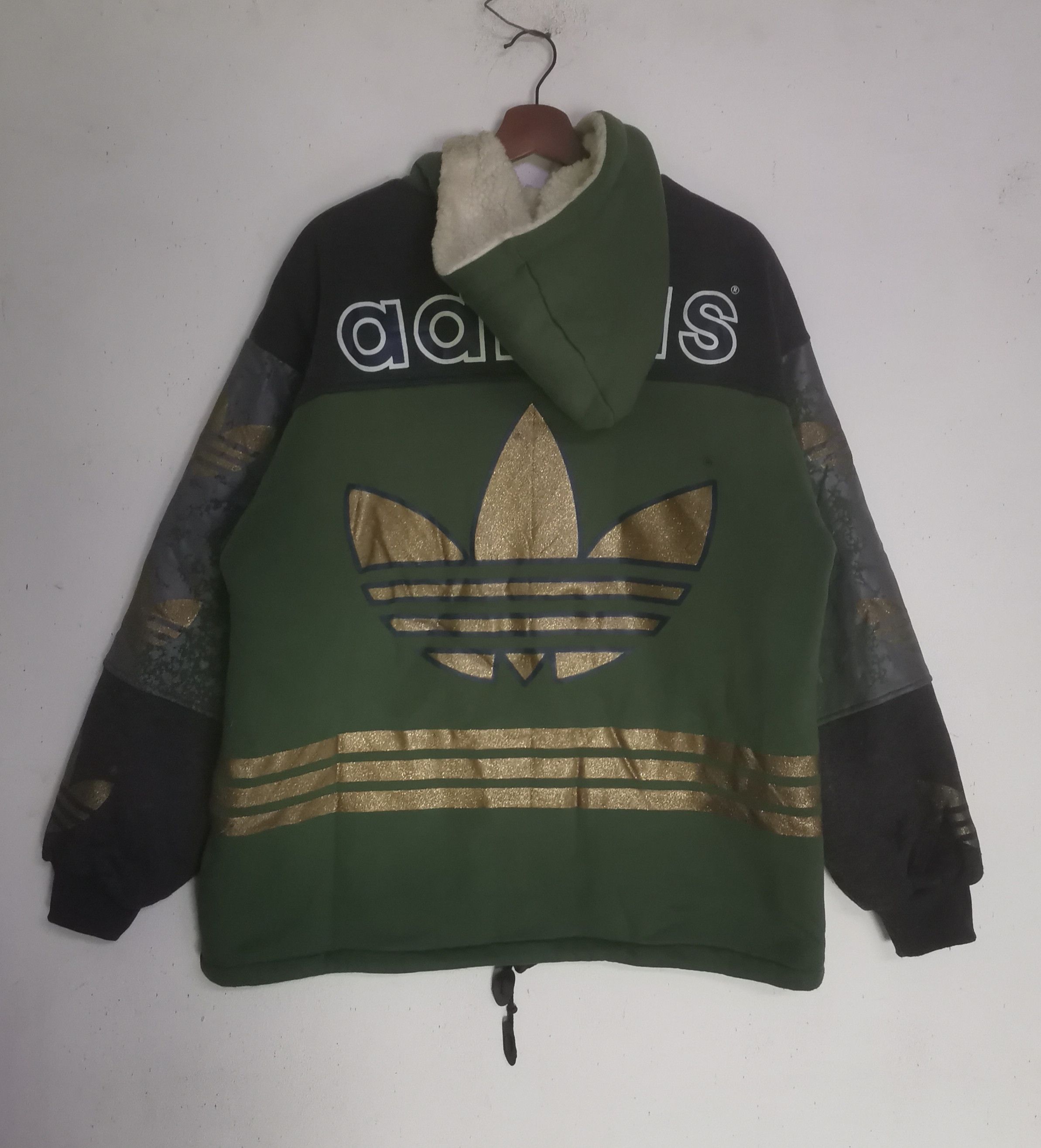 Adidas × Vintage Rare vintage Adidas three stripes big logo hoodies Size US L / EU 52-54 / 3 - 3 Thumbnail