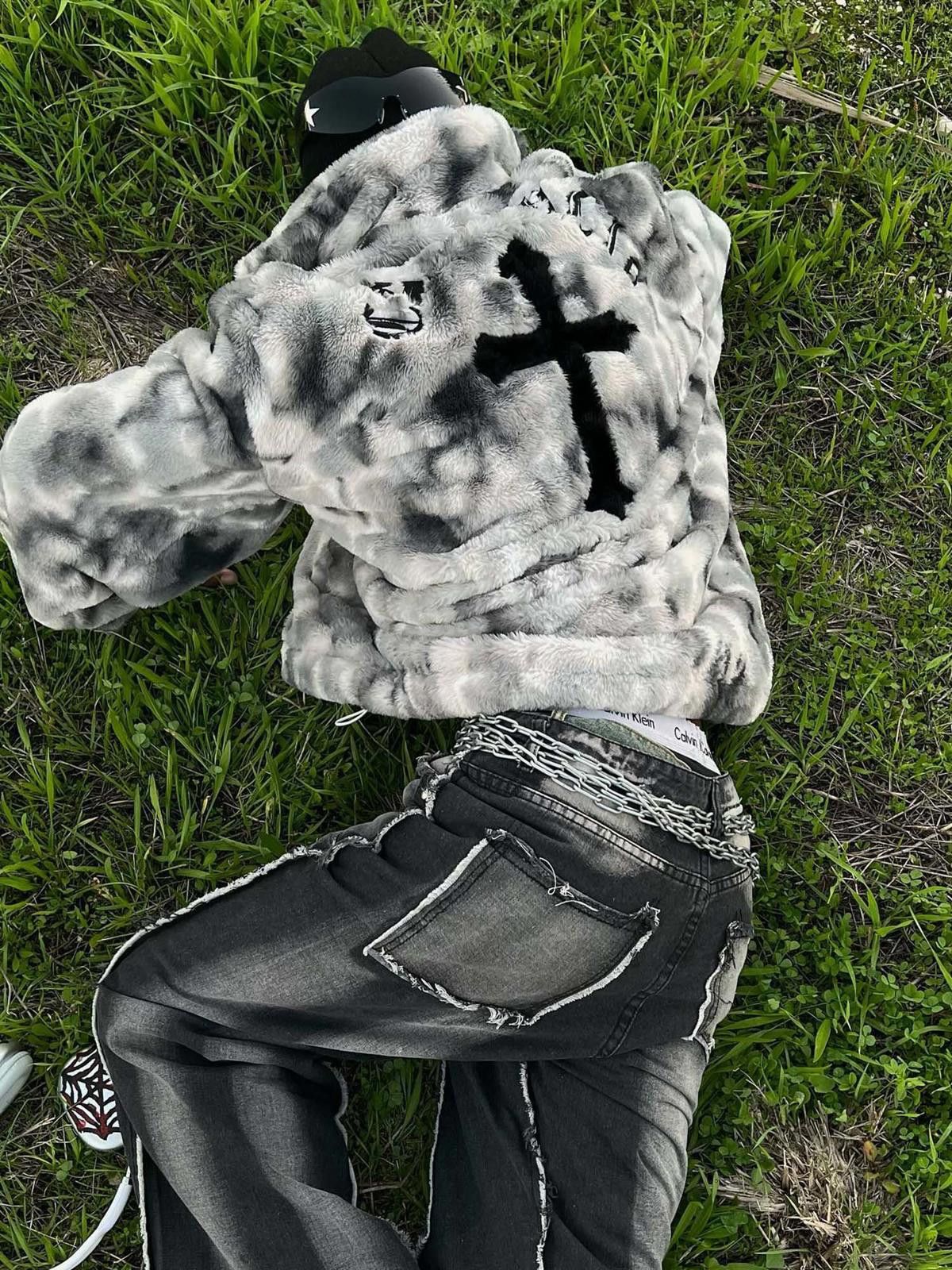 Japanese Brand Heavy-Duty Faux Lambswool Tie-Dye Urban Jacket Size US M / EU 48-50 / 2 - 3 Thumbnail