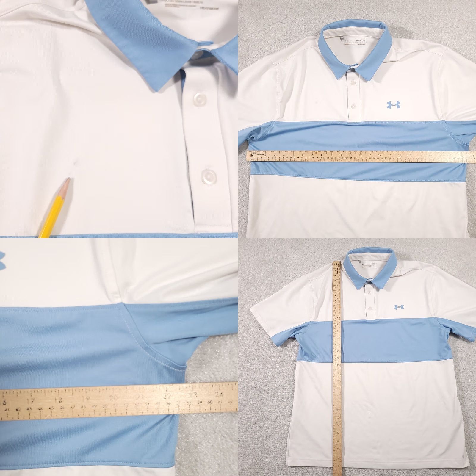 Under Armour Under Armour Polo Mens XL Blue White Colorblock Heatgear Golf Loose Fit Grunge Size US XL / EU 56 / 4 - 8 Thumbnail