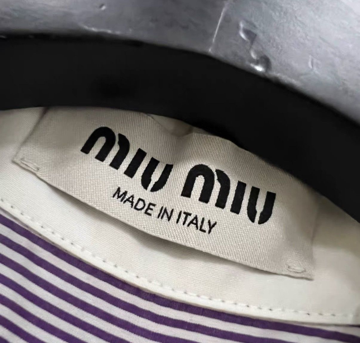Miu Miu Miu Miu Purple Striped Logo Shirt J41 Size XS / US 0-2 / IT 36-38 - 4 Thumbnail