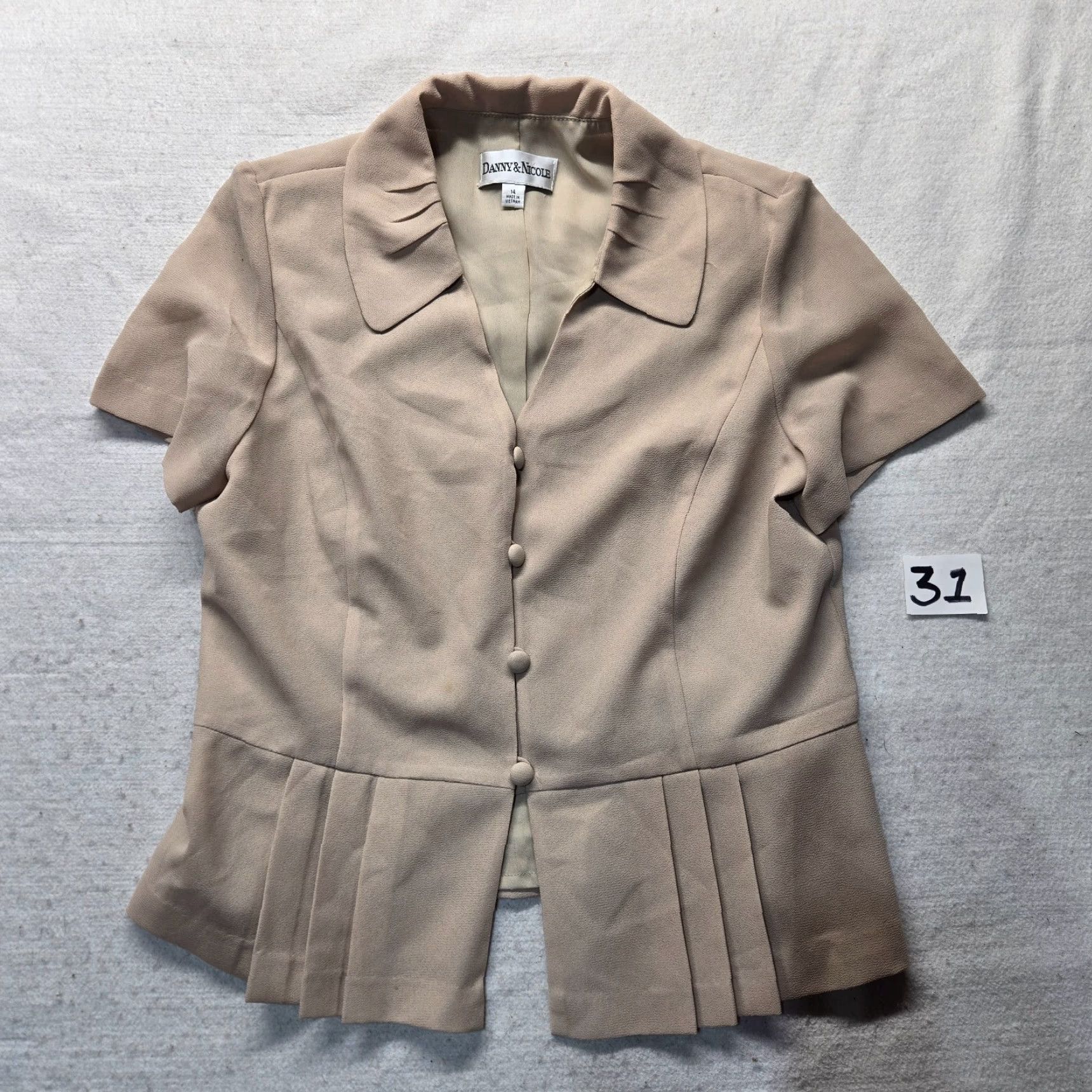 Vintage Danny & Nicole Jacket Women Adult 14 Beige Long Sleeve Button Front Lightweight 4-Button Blazer - 90s Style Mens Womens Size L / US 10 / IT 46 - 4 Thumbnail