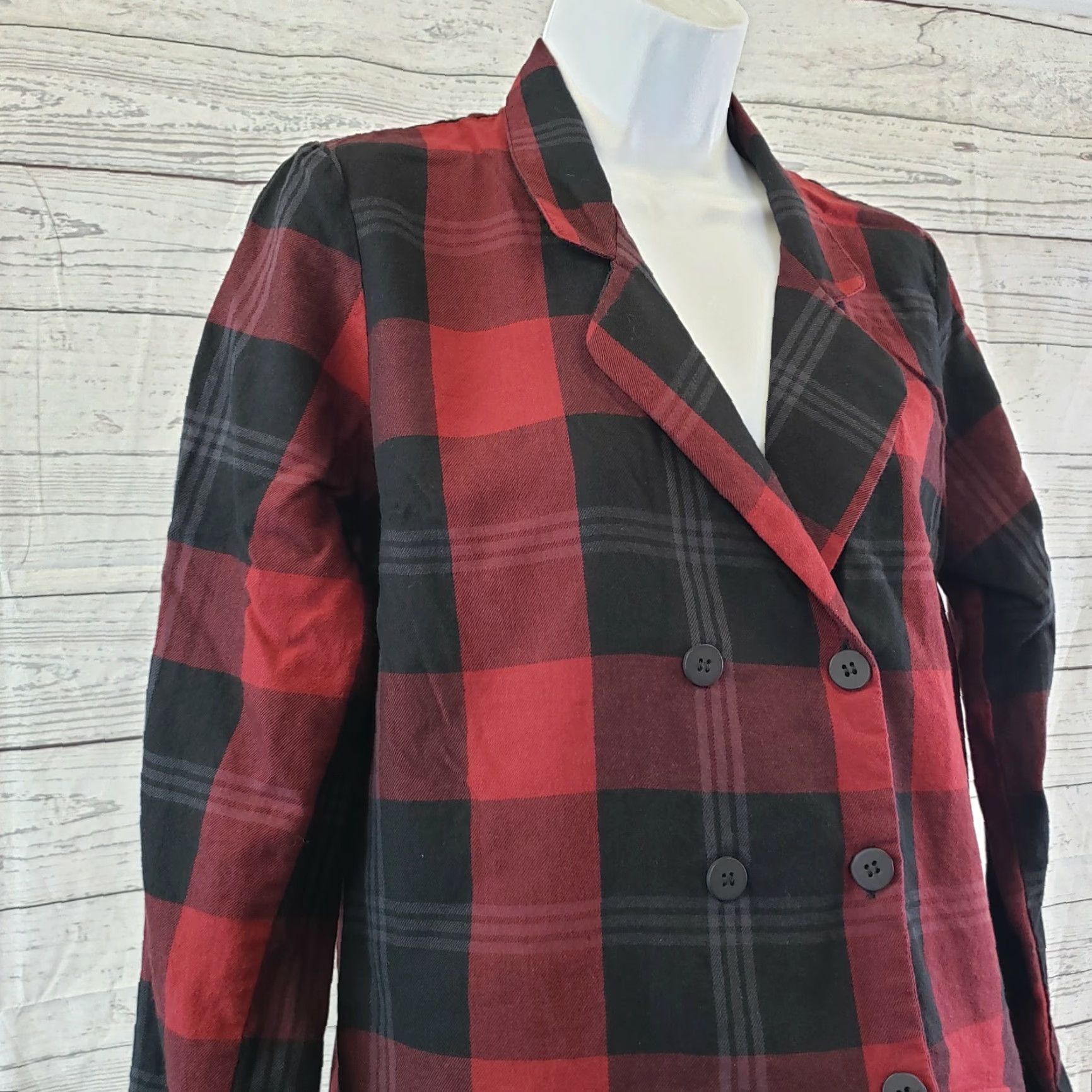 Zara Zara Womens Top Blouse Plaid Button Front Long Sleeve Size M Black Red Cotton Shirt Womens Size M / US 6-8 / IT 42-44 - 4 Thumbnail