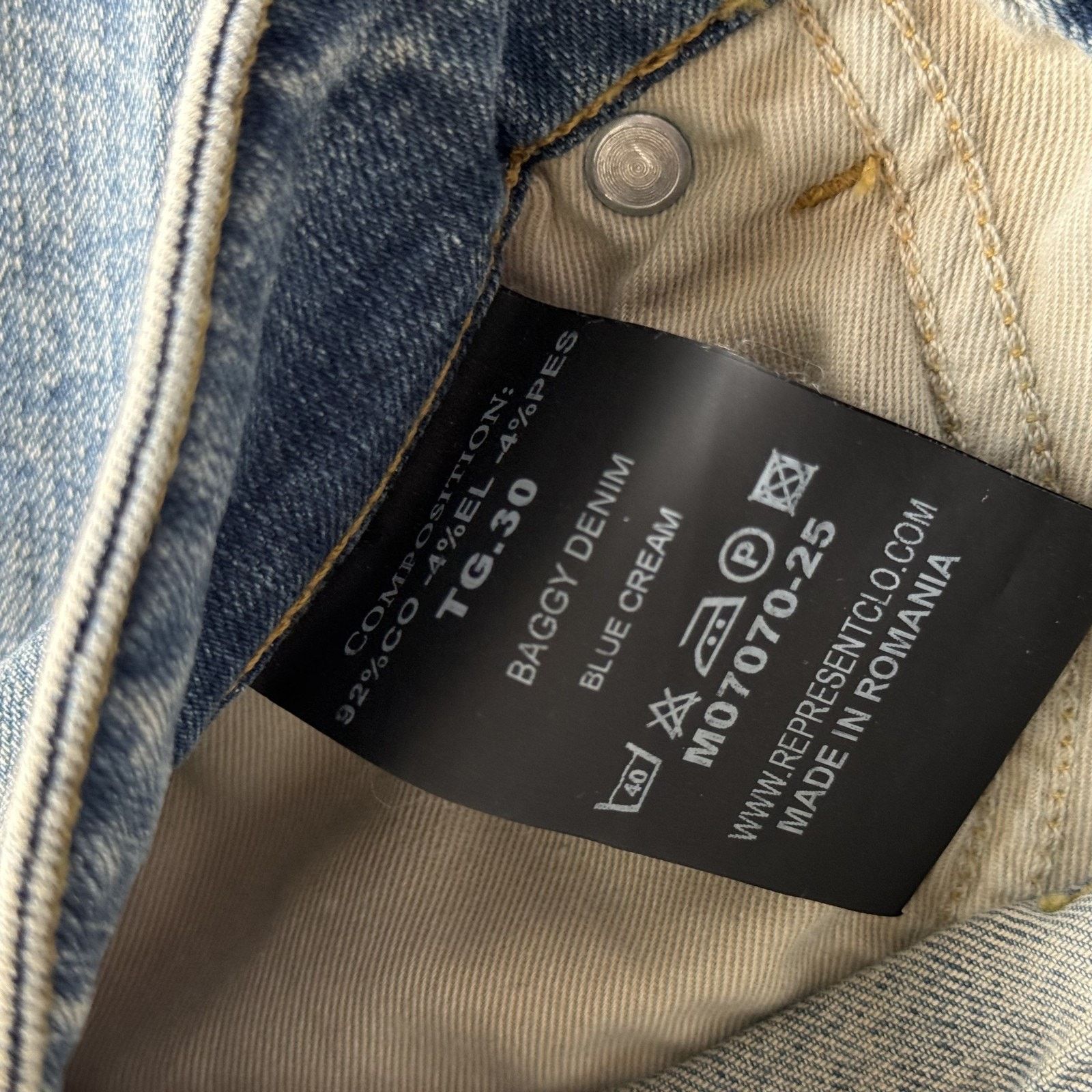 Represent Straight Leg Denim Jeans Mens 30 Blue crea