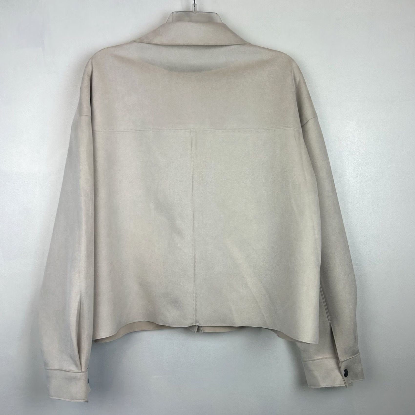 New Republic Woman Jacket Large Beige Faux Suede Snap Soft Crop Shacket Minimalist Capsule Size L / US 10 / IT 46 - 2 Thumbnail