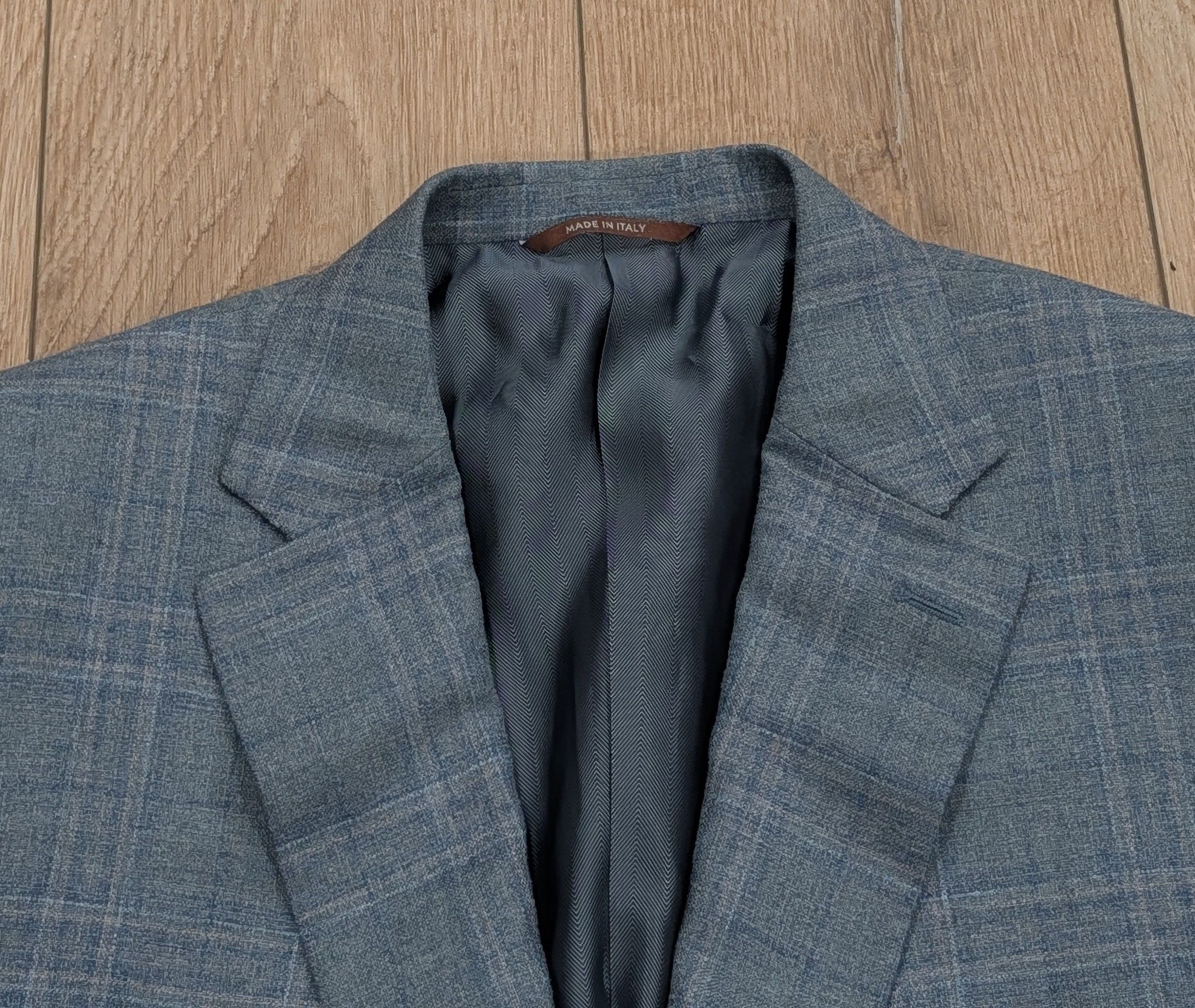 Canali CANALI Shadow Check Silk/Cashmere Sport Coat Light Green 46L Size 46L - 2 Thumbnail