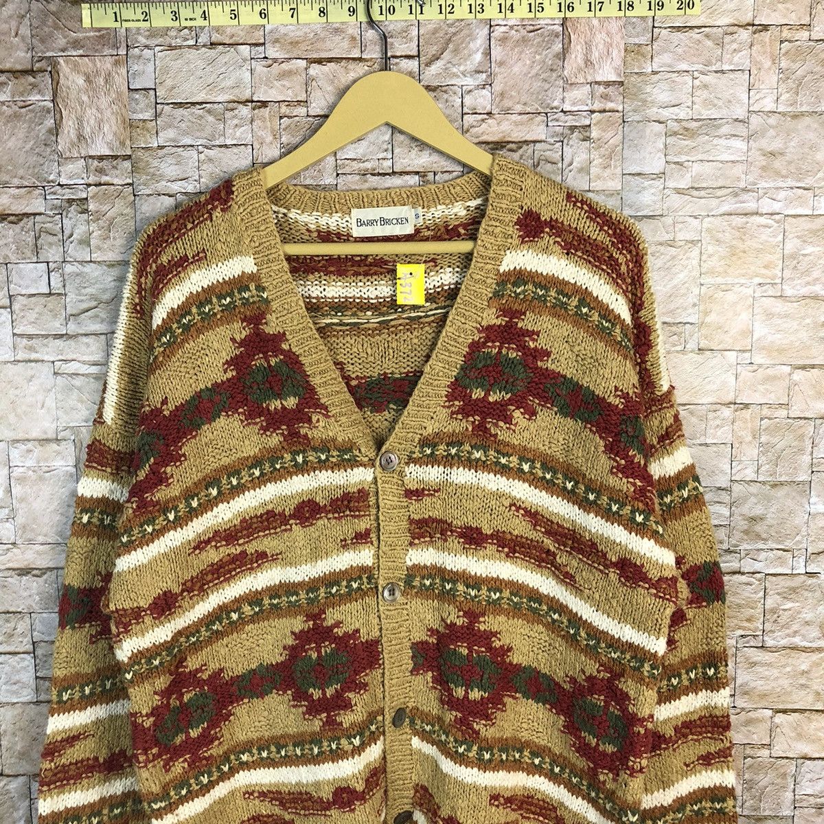 Barry Bricken D Barry Bricken Brown Red art knitwear Cardigan #A372 Size US S / EU 44-46 / 1 - 2 Thumbnail