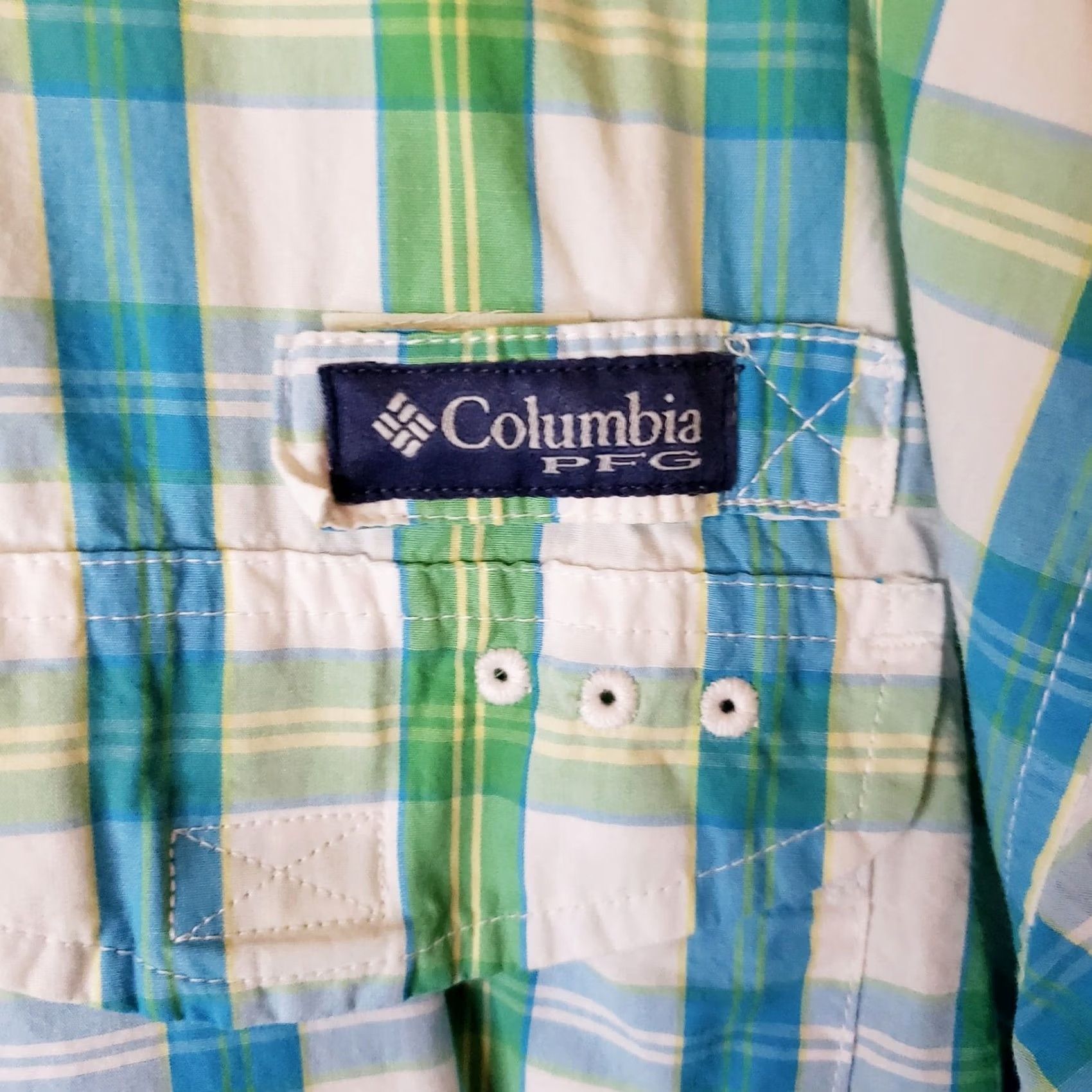 Vintage Columbia PFG Super Bonehead Fishing Shirt XXL Blue Green Plaid Short Sleeve Button-Up Mens 2XL Size US XXL / EU 58 / 5 - 7 Thumbnail