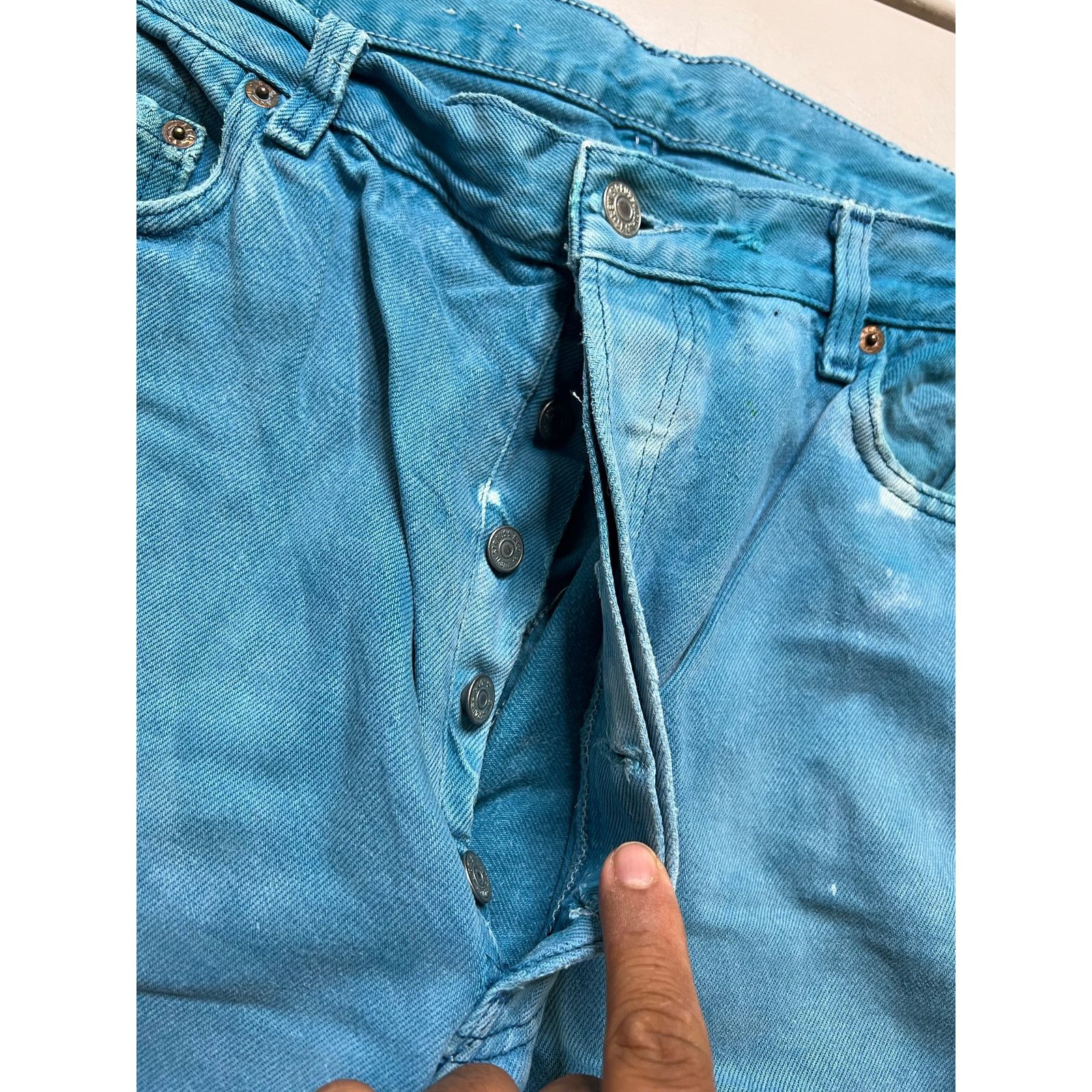 Levi's Vintage Levi’s 501 Jeans Turquoise Blue Distressed W38 L30 Size US 38 / EU 54 - 3 Thumbnail