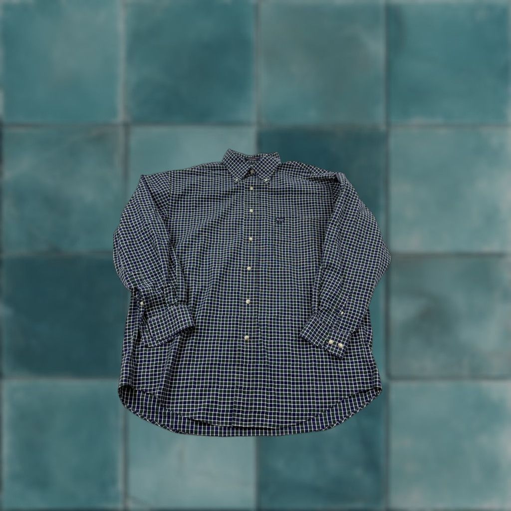 Faconnable VINTAGE Faconnable Shirt Mens Large Green Blue Check Button Down Long Sleeve Casual Size US L / EU 52-54 / 3 - 1 Thumbnail