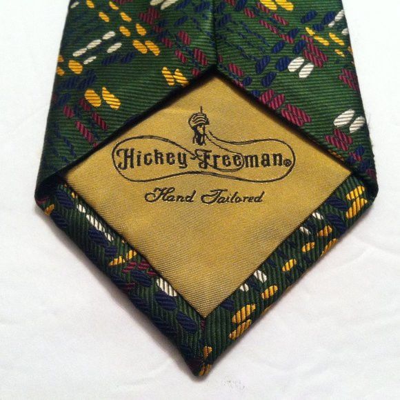 Hickey Freeman HICKEY FREEMAN MEN'S NEW GREEN 100%SILK TIE WIDTH: 3 7/8" Size ONE SIZE - 4 Thumbnail