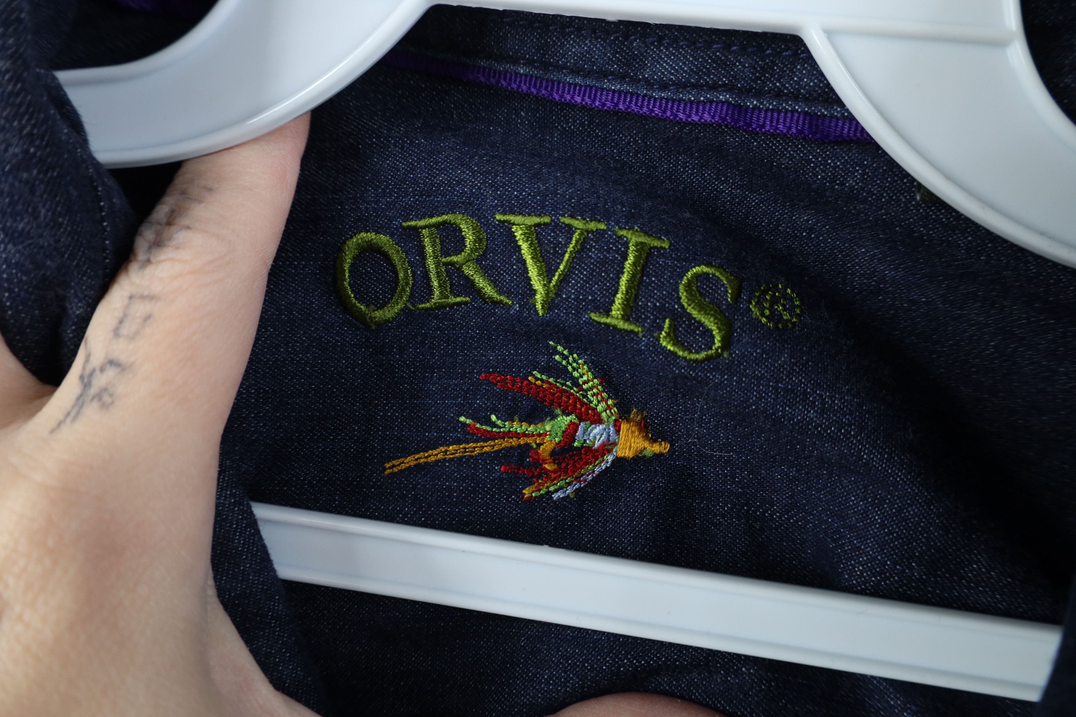 Orvis Vintage Orvis Denim Collared Button Down Shirt Indigo Size US XXL / EU 58 / 5 - 8 Thumbnail